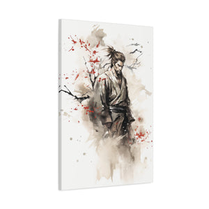 Sakura Warrior: Dynamic Samurai Watercolor Canvas Art - MiTo Store