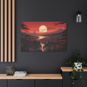 Kyoto at Twilight: Pagodas Against the Moon Canvas Art - MiTo Store