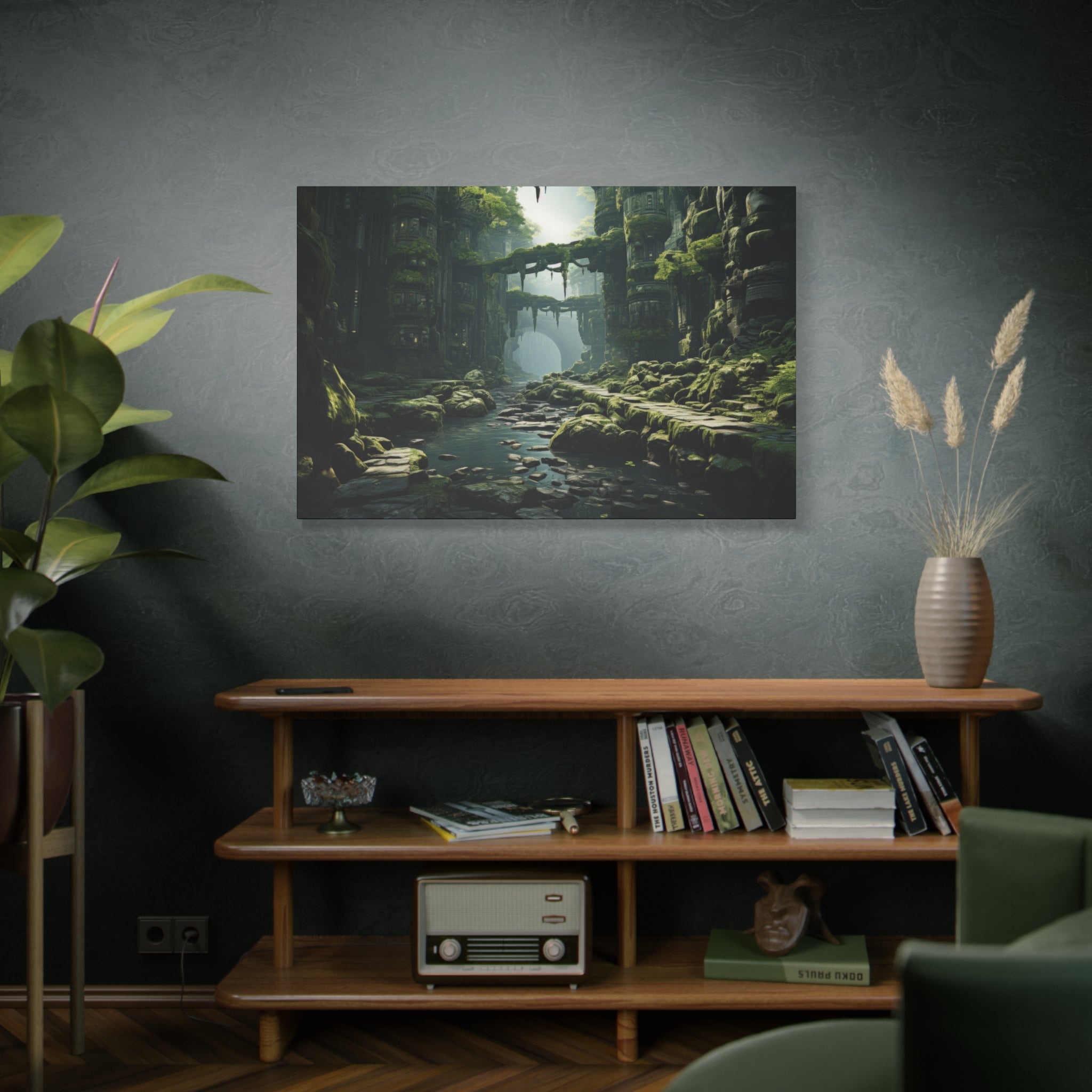 Ancient Sanctuary: The Lost River Ruins Canvas Art - MiTo Store