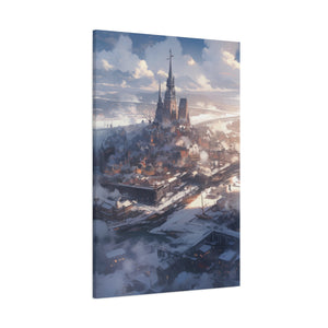 Winter Harbor Town - Idyllic Snowscape Canvas Art - MiTo Store