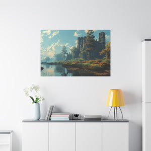 Ancient Ruins by the River: Timeless Landscape Canvas Art - MiTo Store