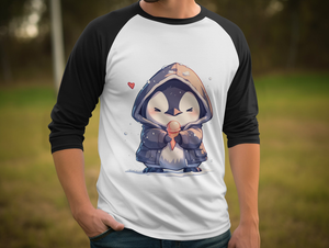 Cute Penguin with Ice Cream 3/4 Sleeve Baseball Tee - MiTo Store
