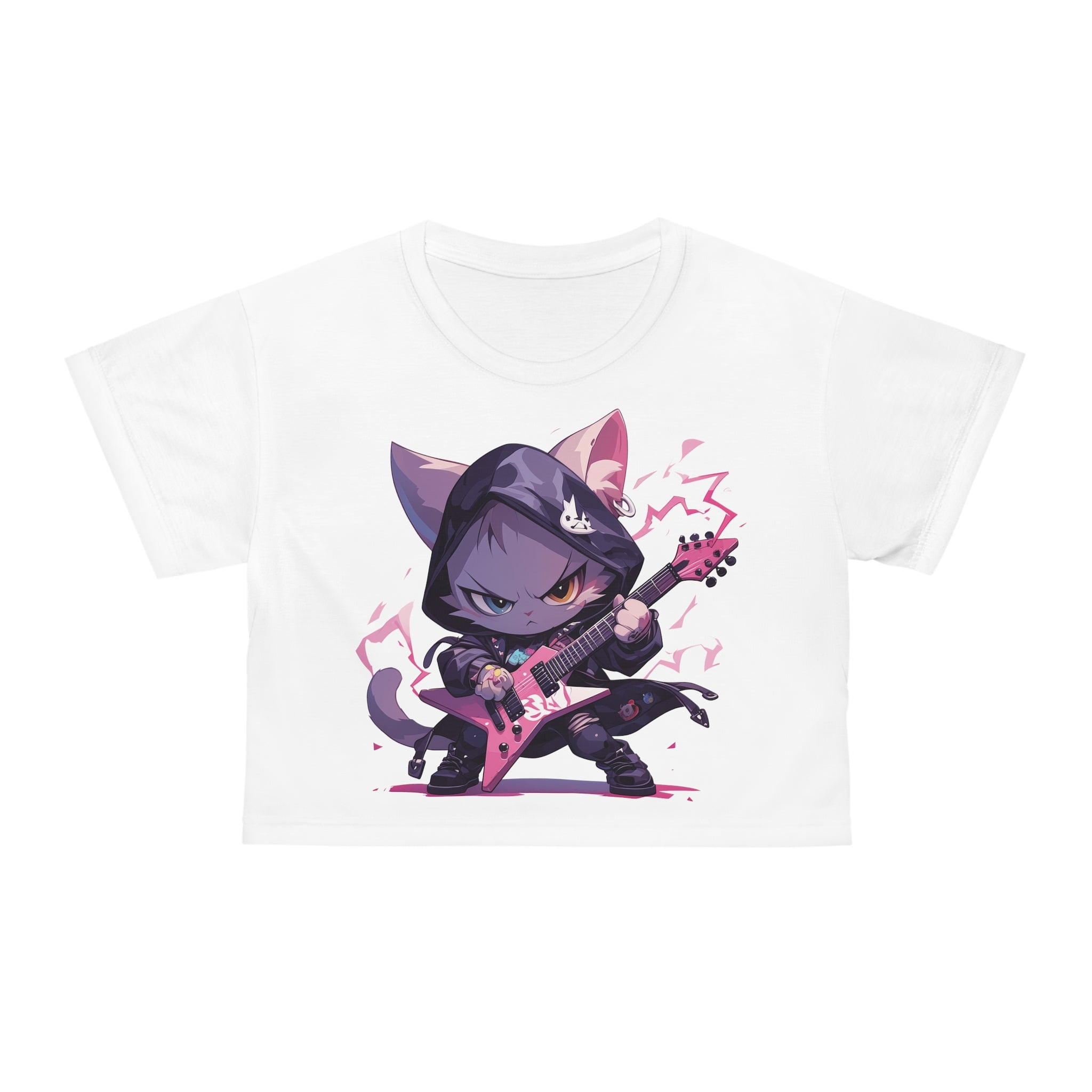 Cute Cat Playing Electric Guitar Crop Top - MiTo Store