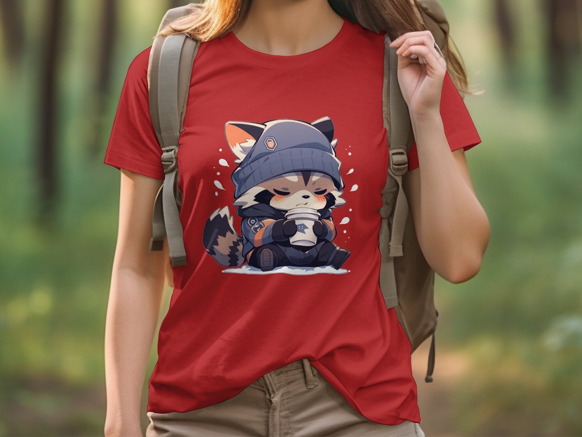 Cute Coffee Raccoon T-Shirt - MiTo Store