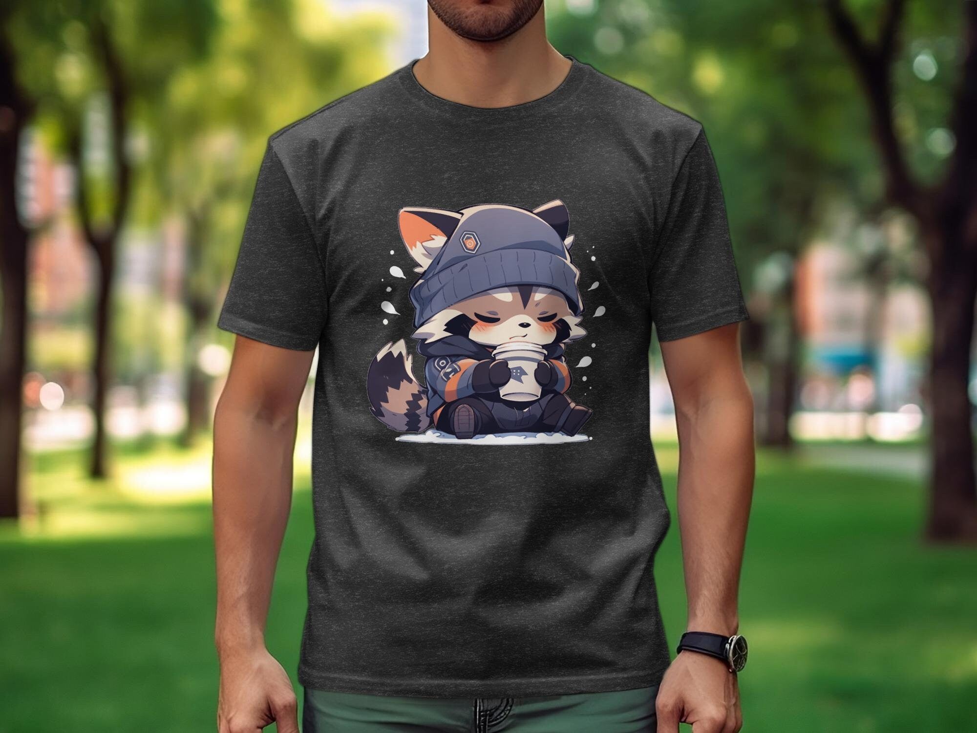 Cute Coffee Raccoon T-Shirt - MiTo Store