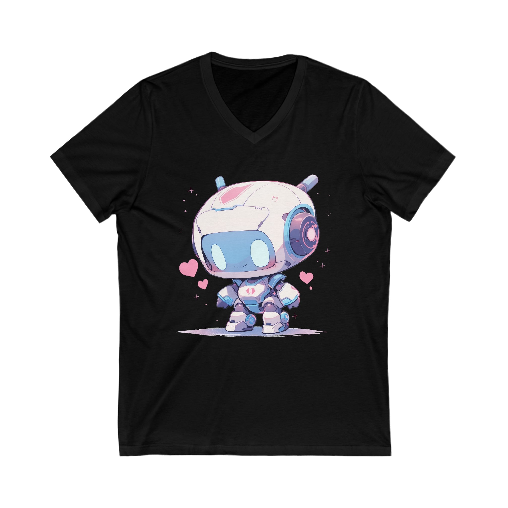 Cute Robot Love Heart V-Neck T-Shirt - MiTo Store