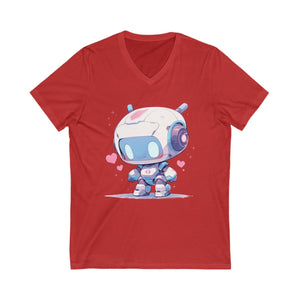 Cute Robot Love Heart V-Neck T-Shirt - MiTo Store
