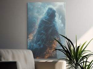 Mystical Blue Cloaked Figure Wall Art - MiTo Store