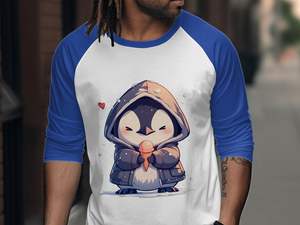 Cute Penguin with Ice Cream 3/4 Sleeve Baseball Tee - MiTo Store