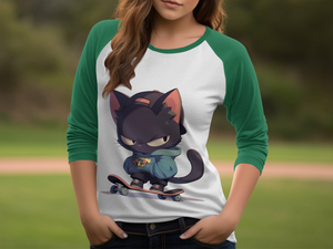 Too Cool for School Cat 3/4 Sleeve Baseball Tee - MiTo Store