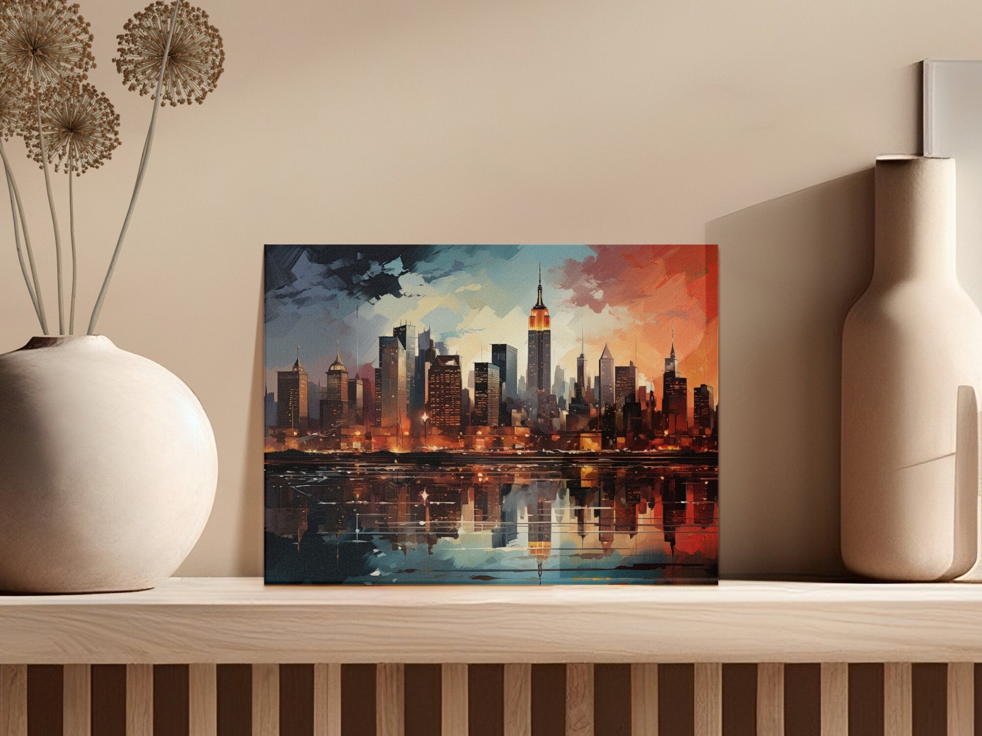 Abstract New York City Sunset Skyline Art - MiTo Store