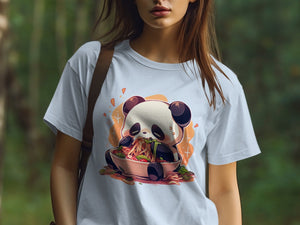 Cute Panda Eating Noodles T-Shirt - MiTo Store