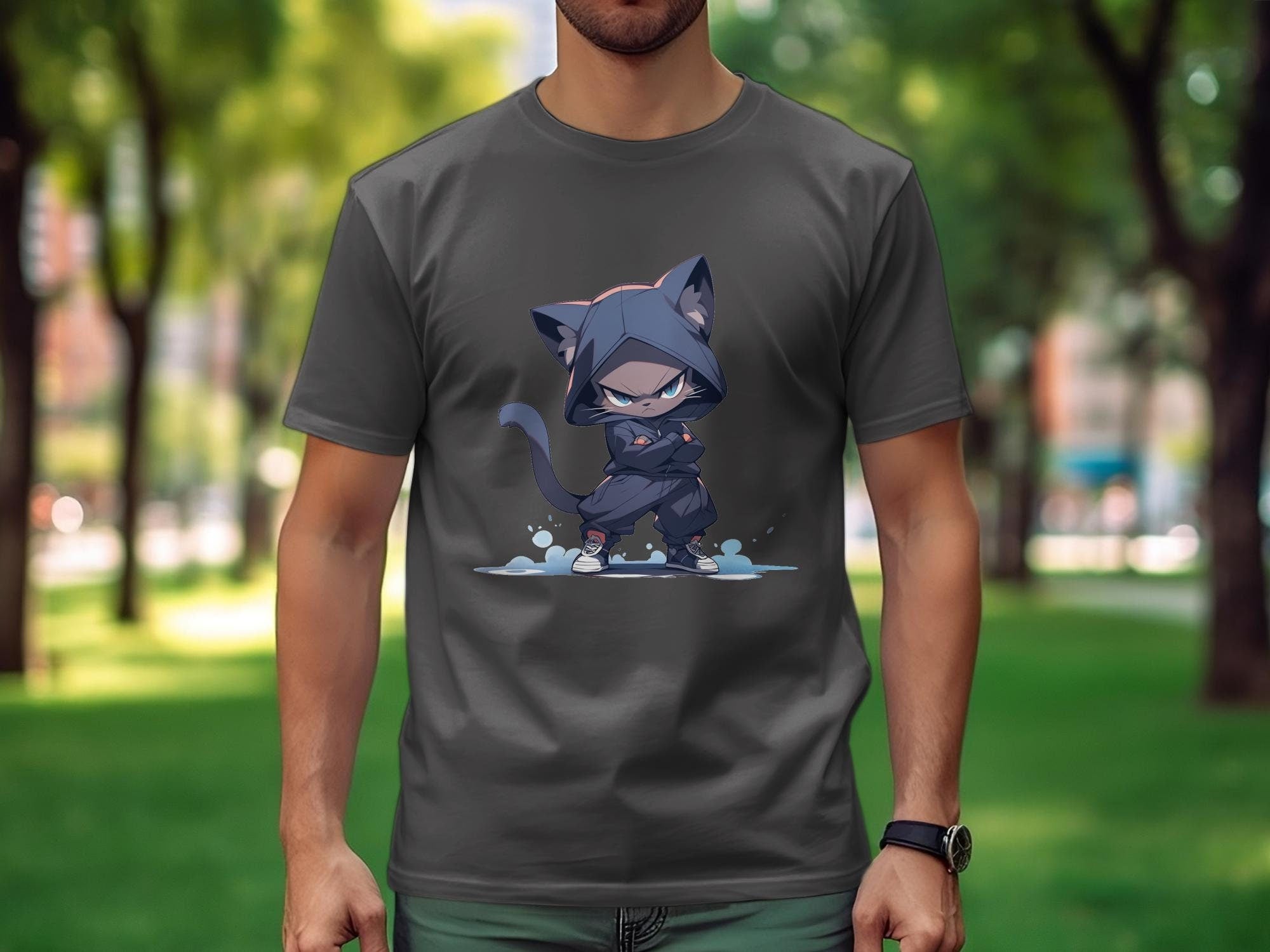 Ninja Cat in Hoodi T-Shirt - MiTo Store