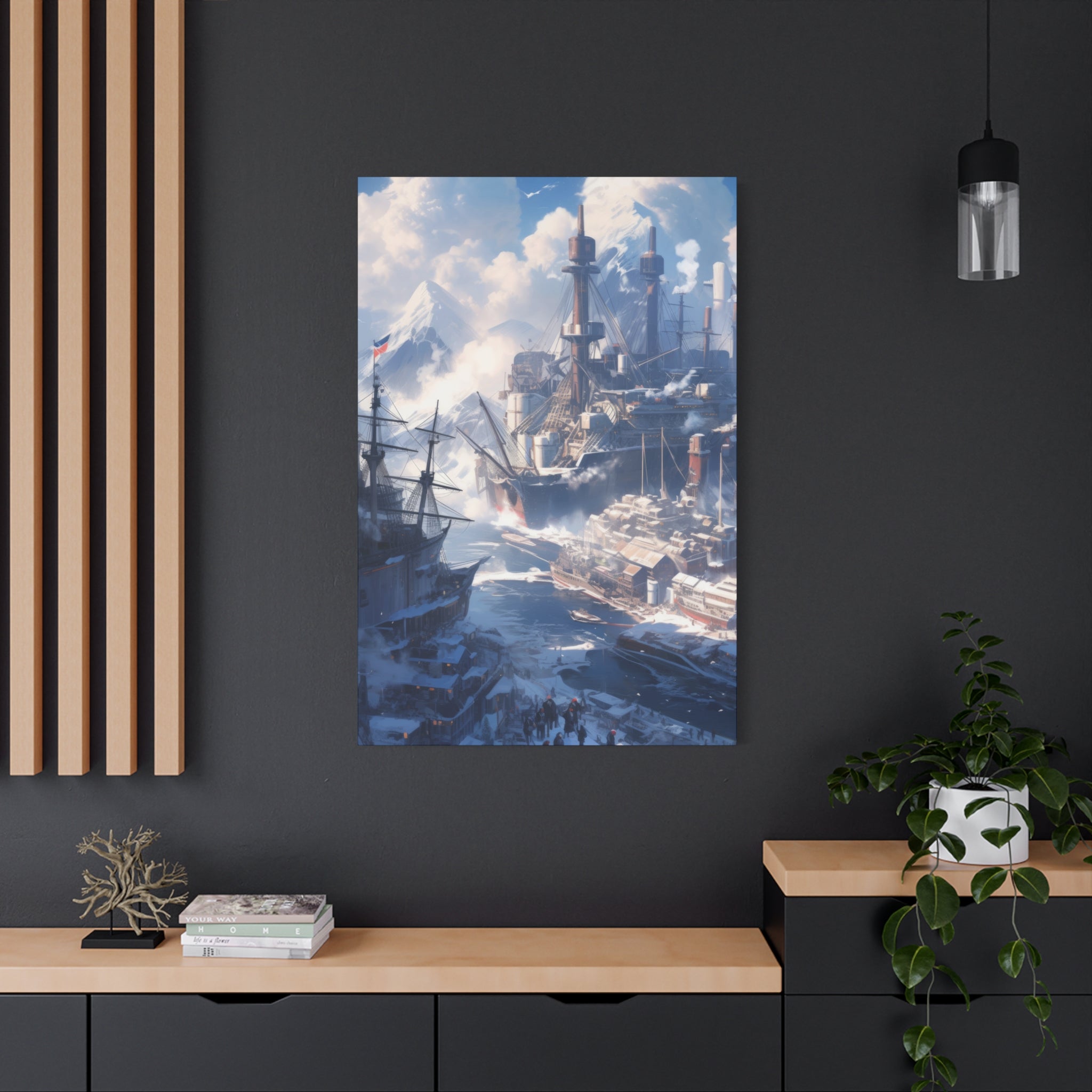 Industrial Age Harbor: Steamship Fleet Canvas Art