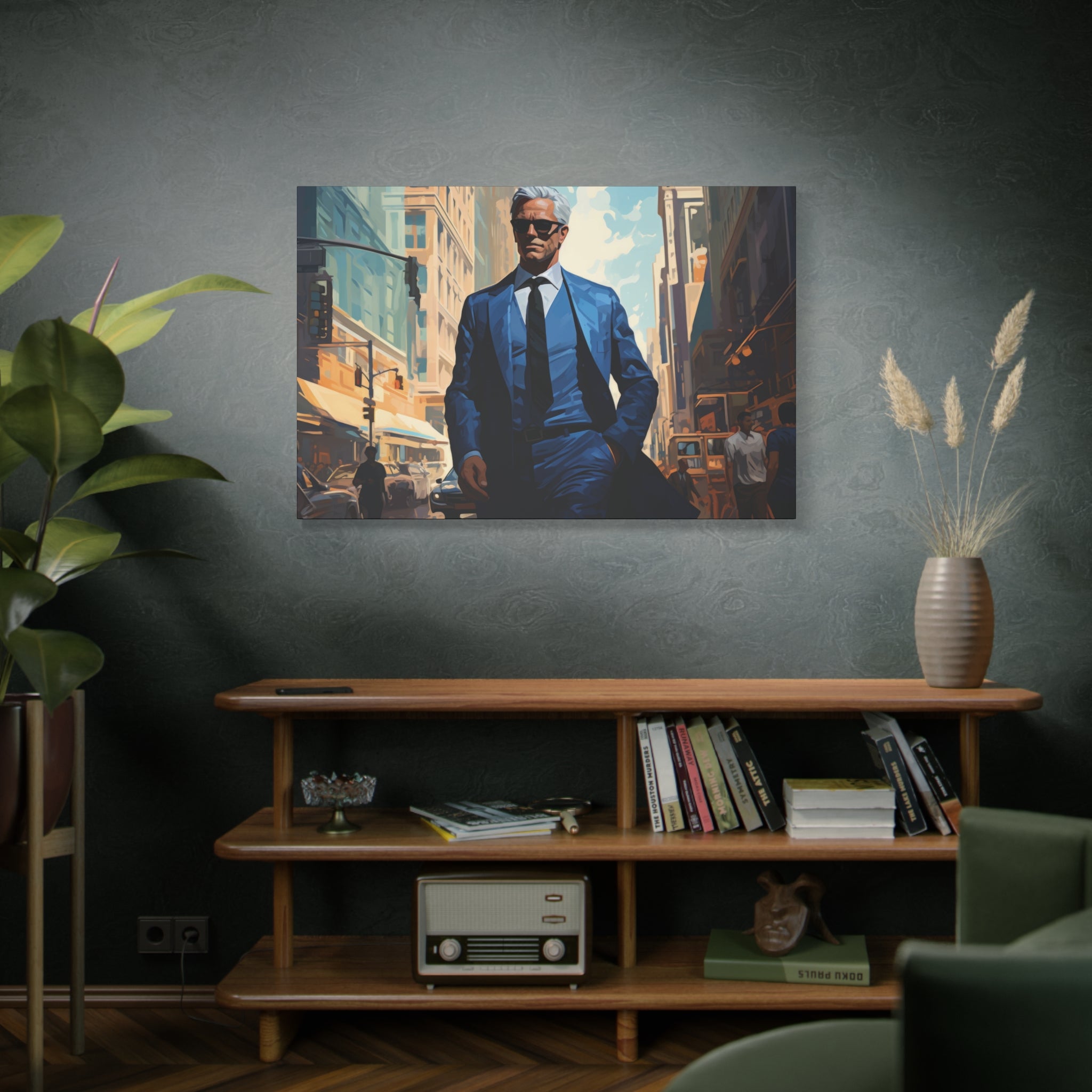 Visionary in the City: Modern Elegance in Urban Art Canvas Art