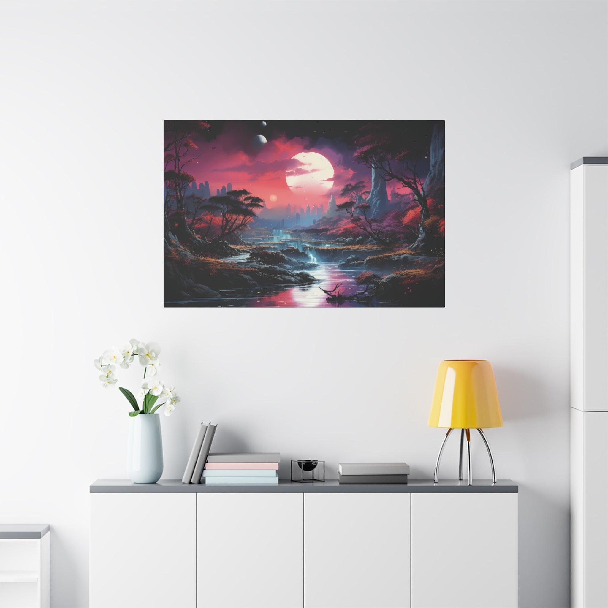 Twilight Symphony: A Celestial Falls Panorama Canvas Art