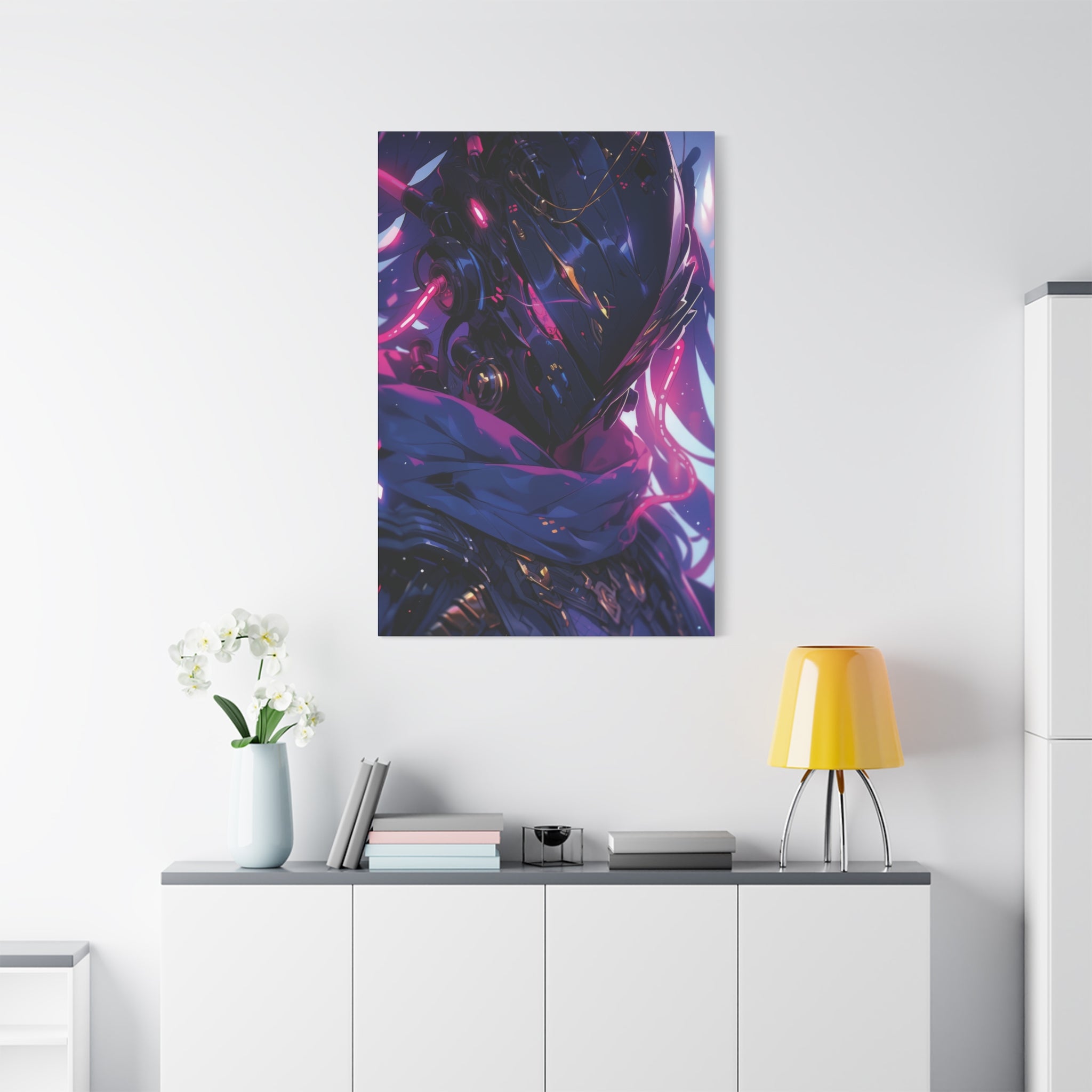 Neon Vanguard: Cybernetic Sentinel Canvas Art