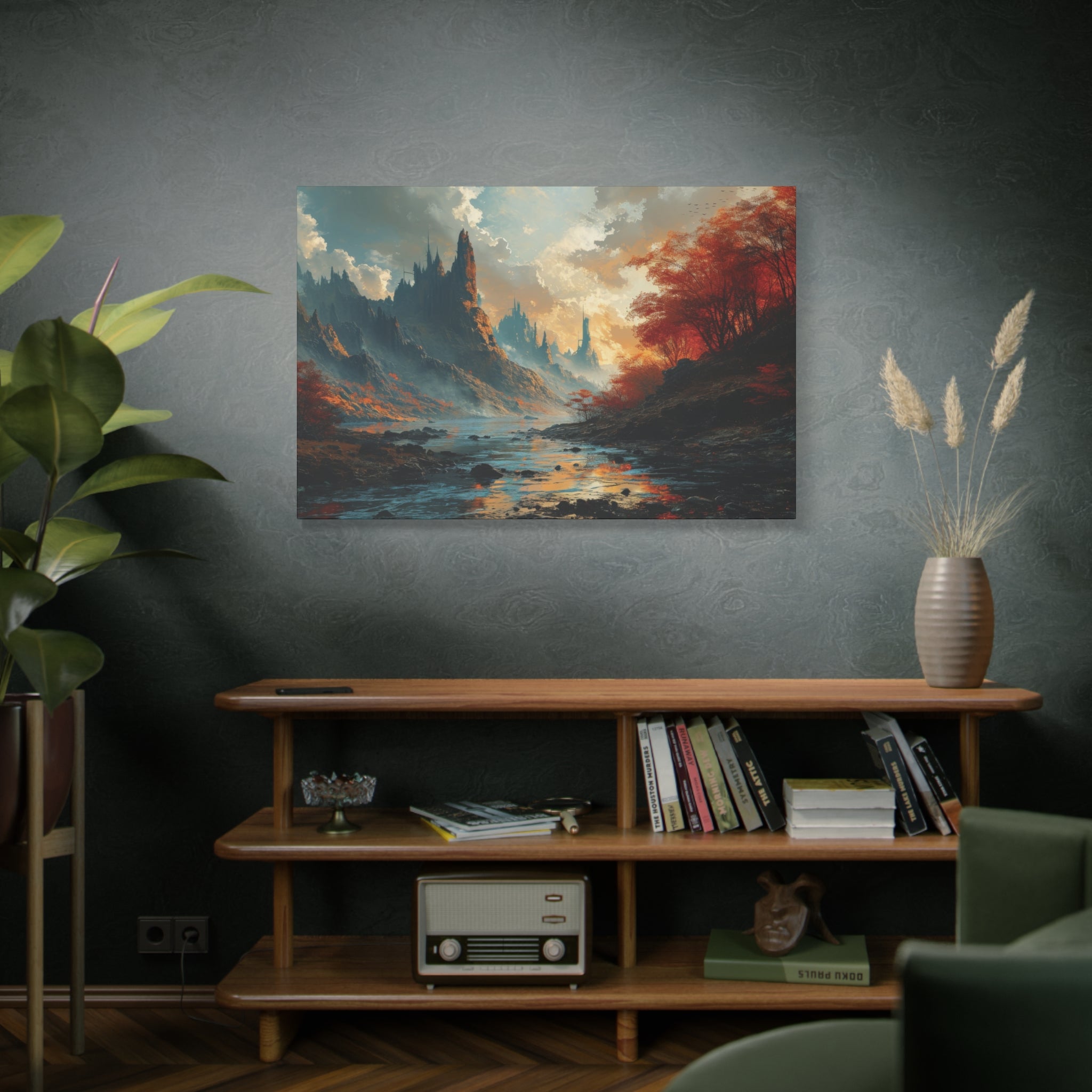 Crimson Peaks: Majestic Mountain Canvas Art