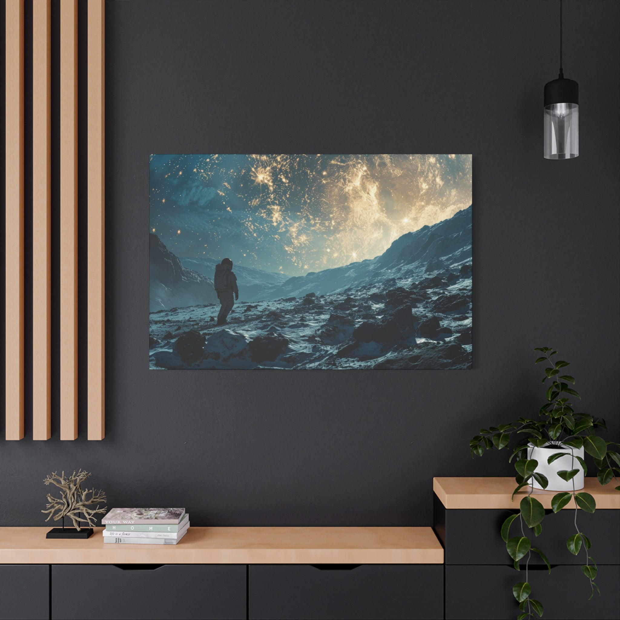 Stellar Solitude: Astronaut Gazing into the Cosmic Expanse Canvas Art