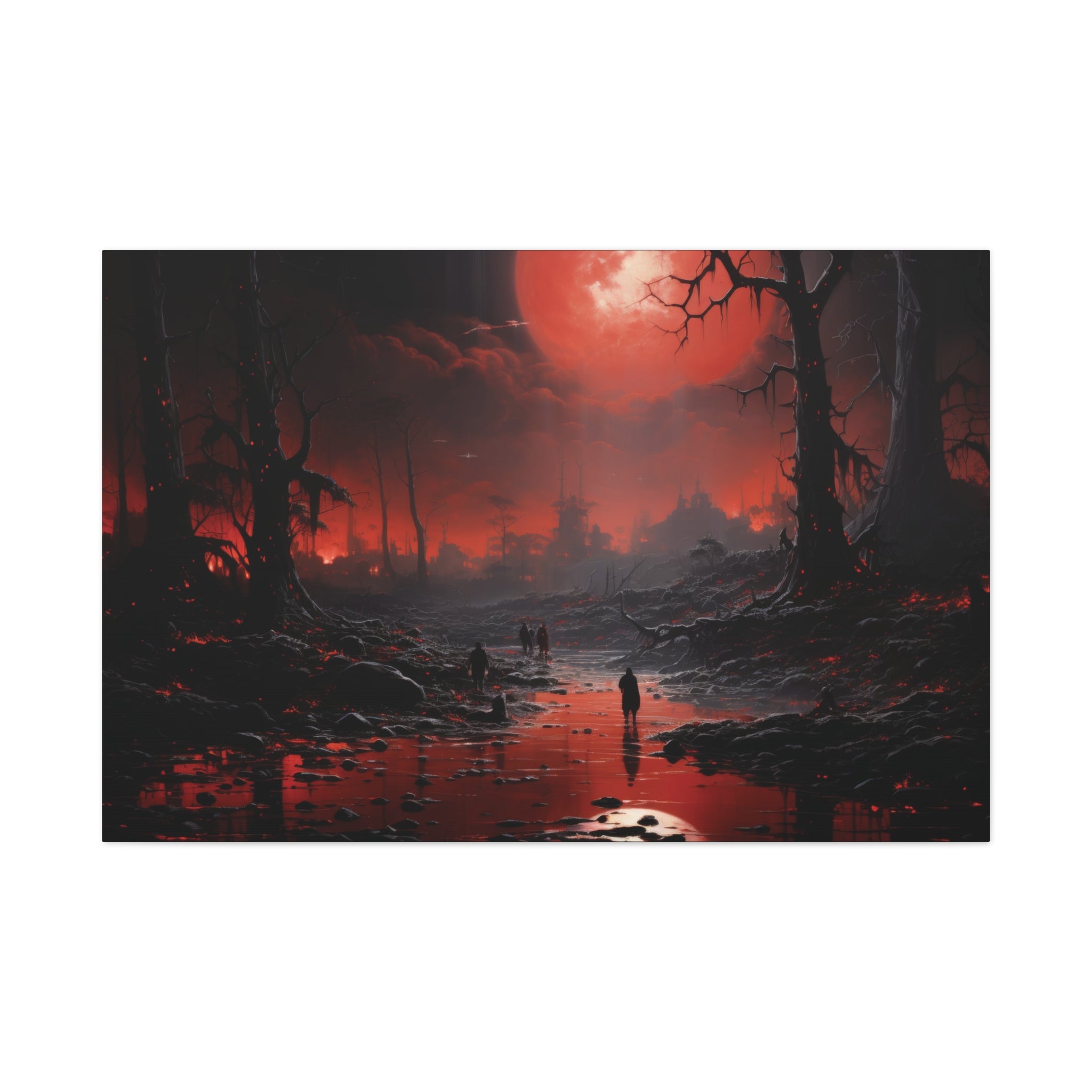 Blood Moon Rising: Journey Through the Cursed Forest Canvas Art