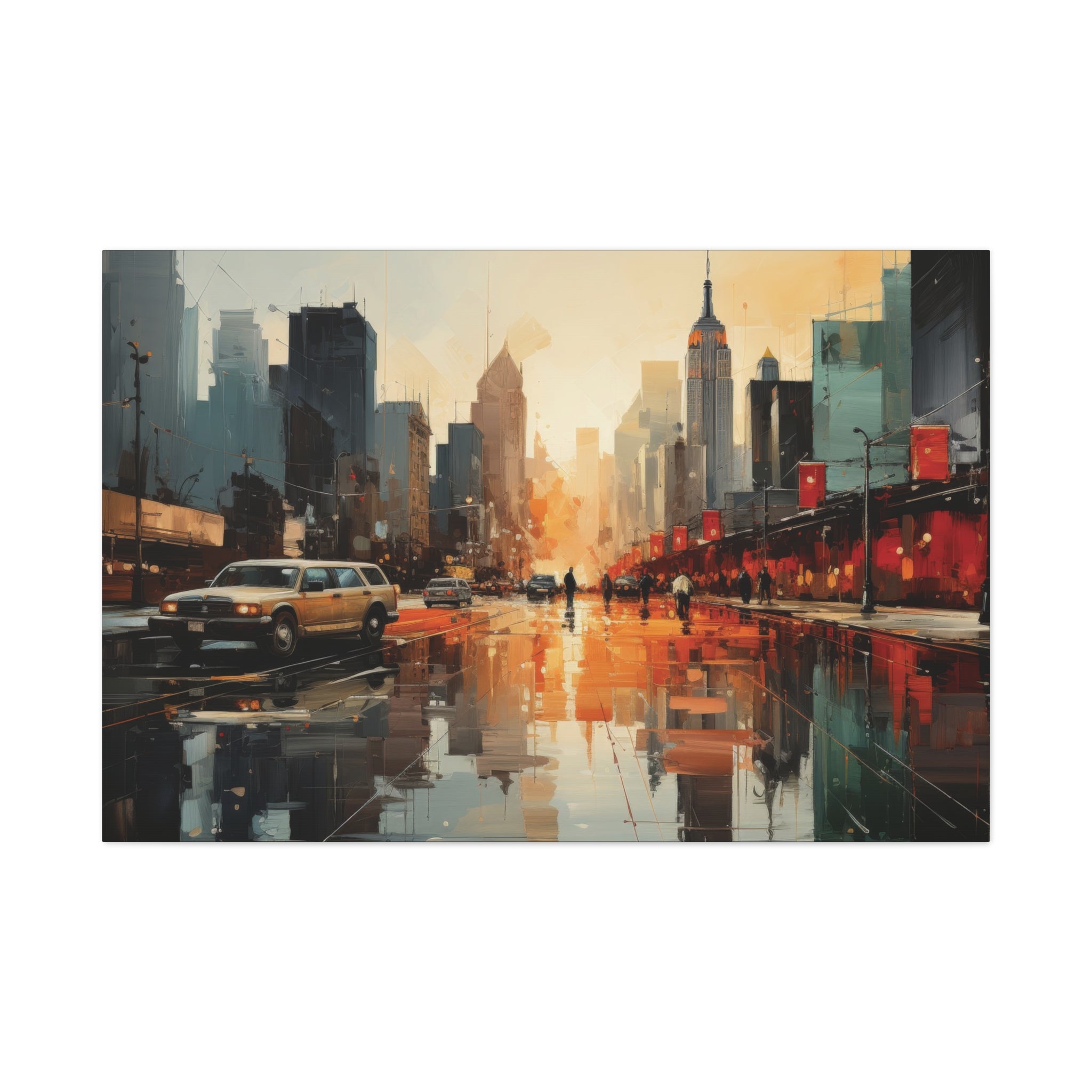 Urban Dawn: Abstract New York Cityscape Canvas Art