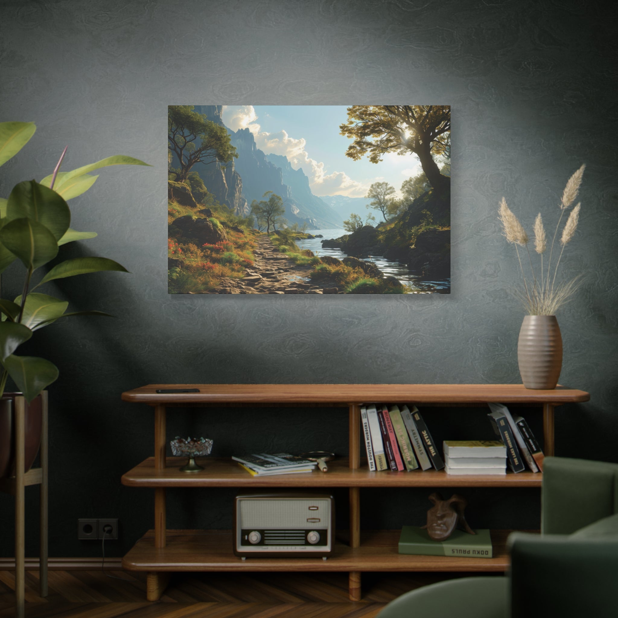 Whispering Valley: Idyllic Mountain Path Canvas Art