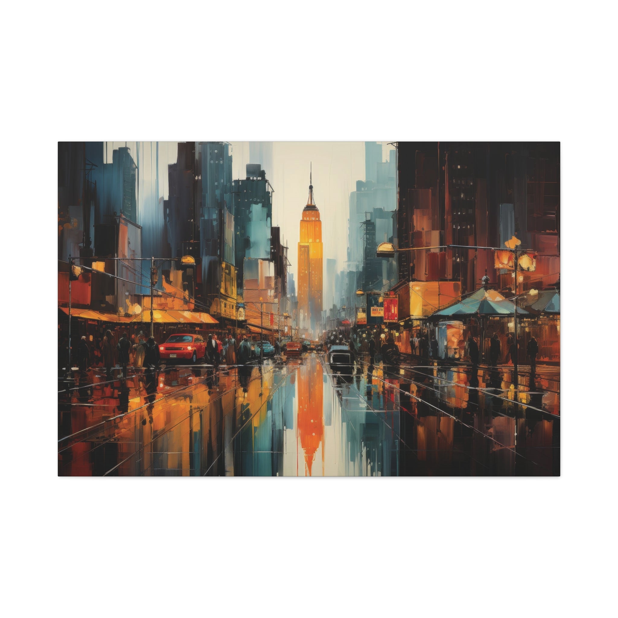 Urban Reflections: Metallic New York Cityscape Canvas Art