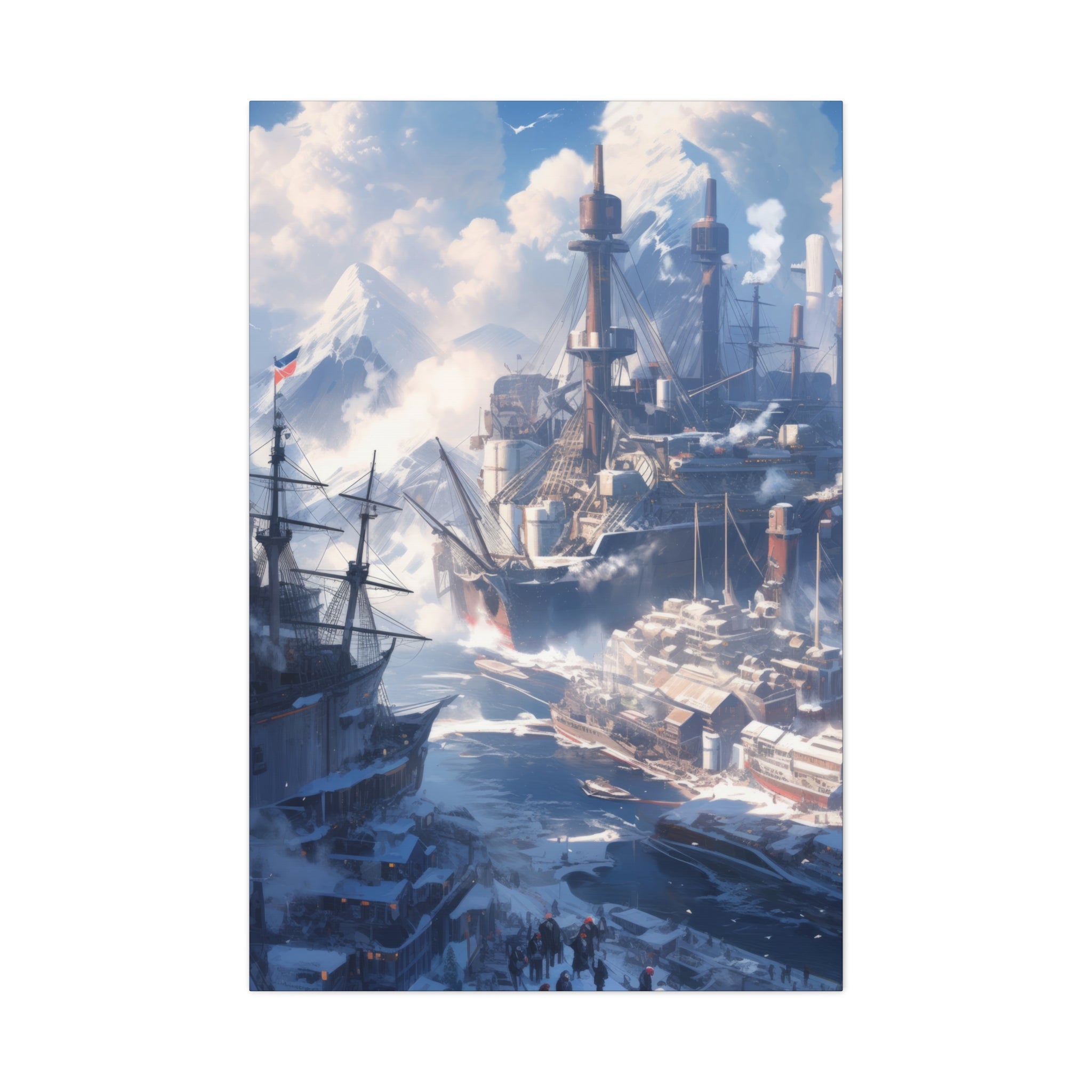 Industrial Age Harbor: Steamship Fleet Canvas Art