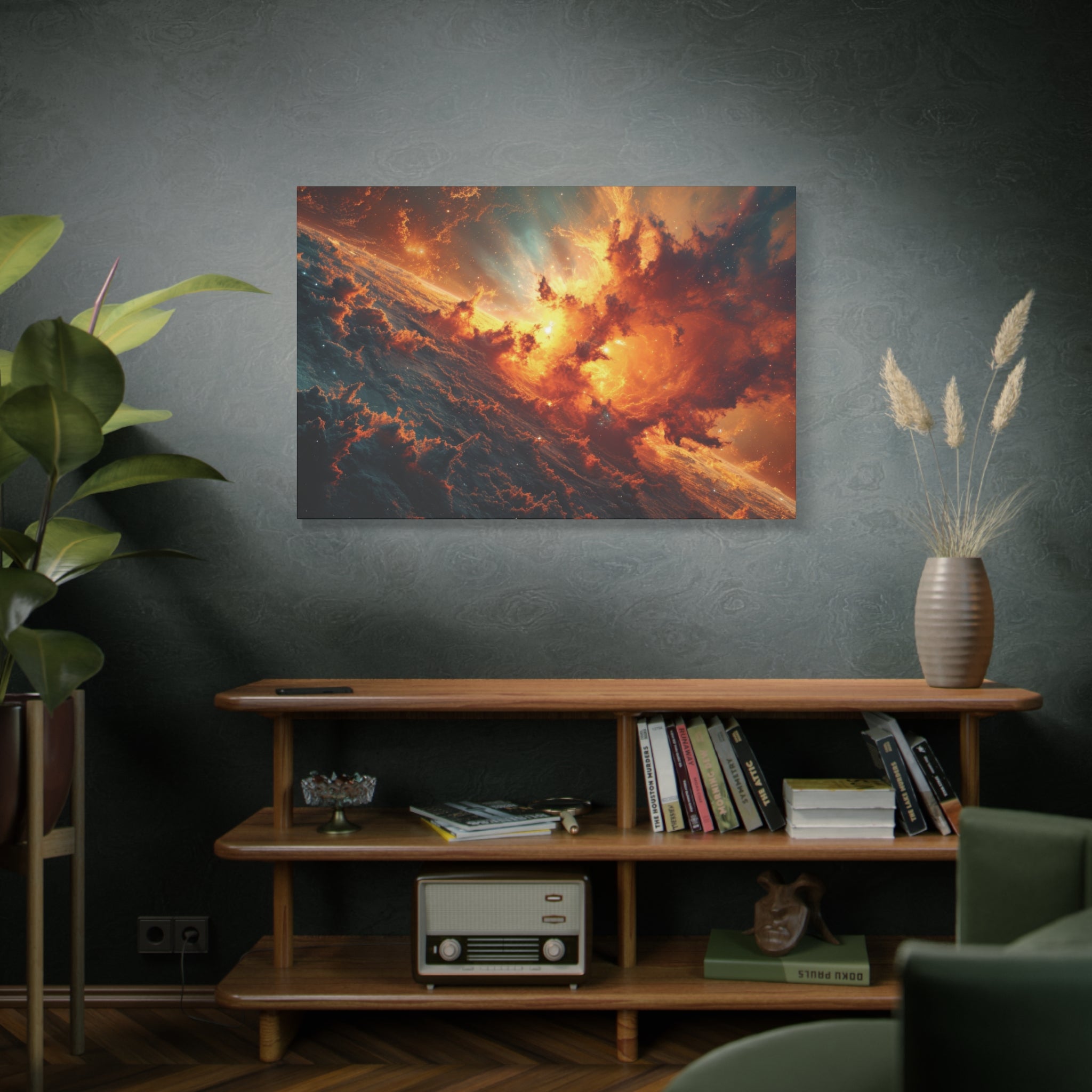 Stellar Ignition: A Cosmic Firestorm Canvas Art