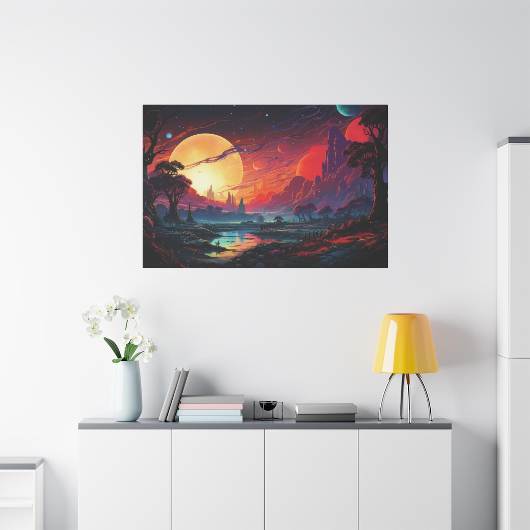 Ethereal Twilight Worlds: Sci-Fi Landscape Canvas Art