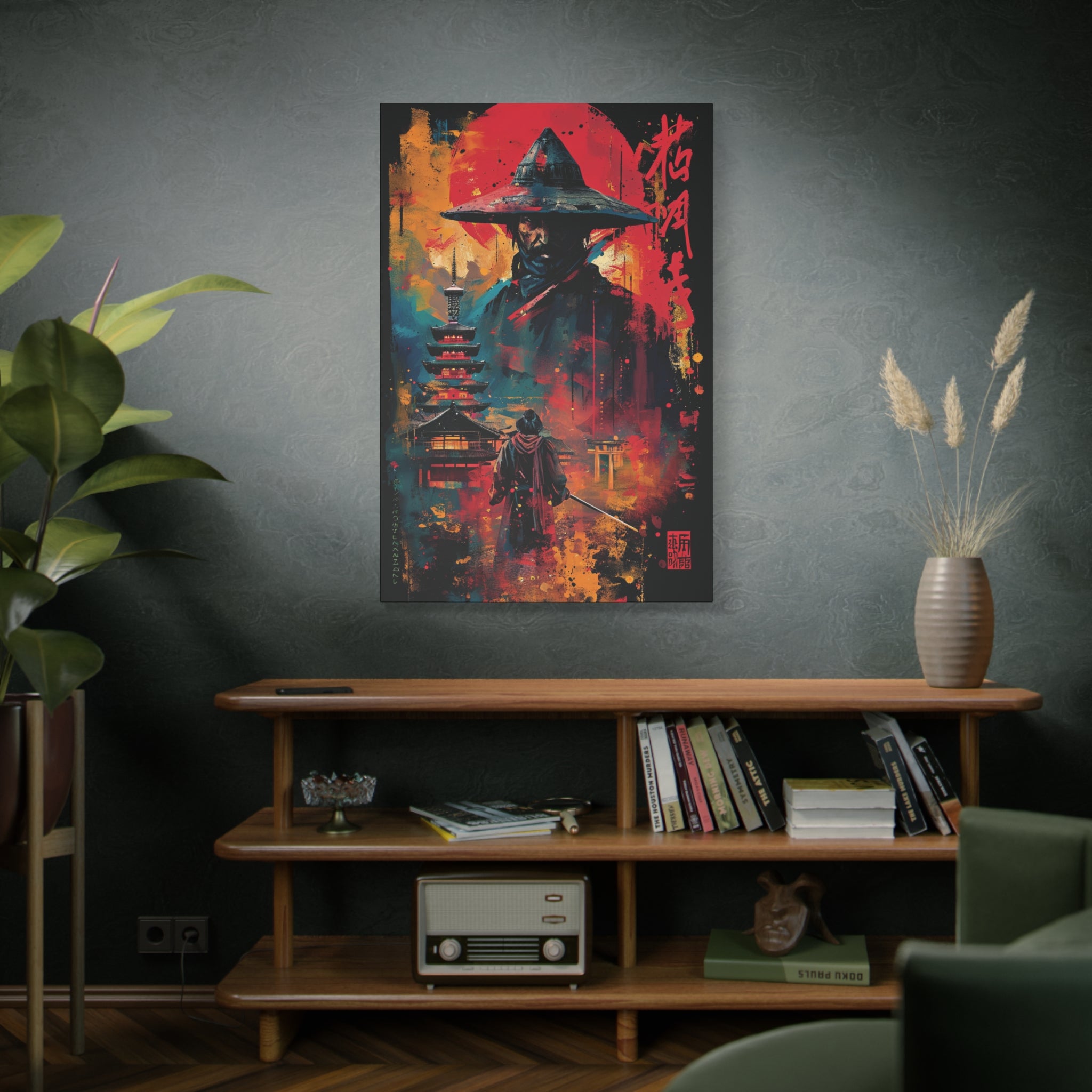 Ronin's Resolve: Samurai Under the Red Sun Canvas Art