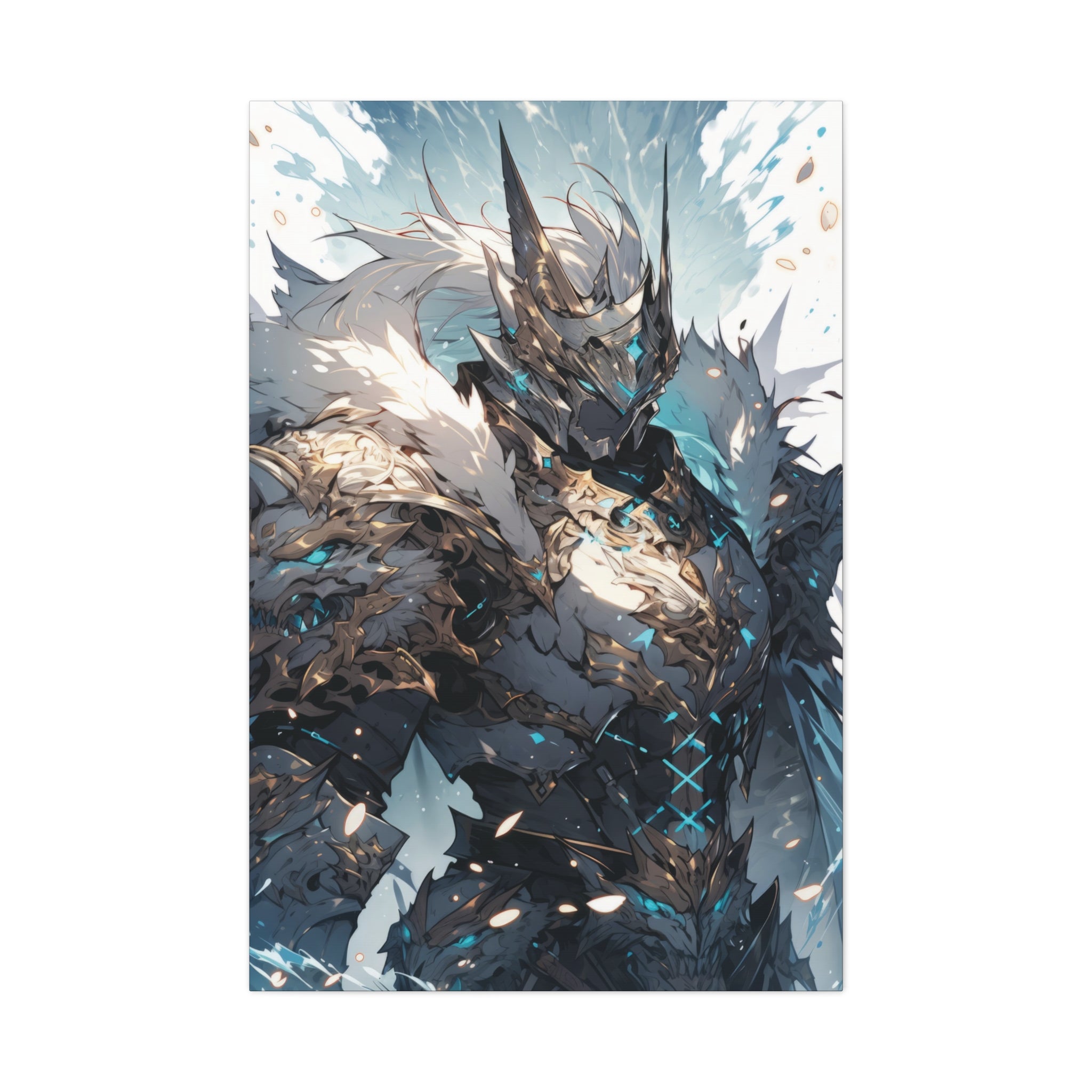 Frostbound Behemoth: Icy Armor Warrior Canvas Art