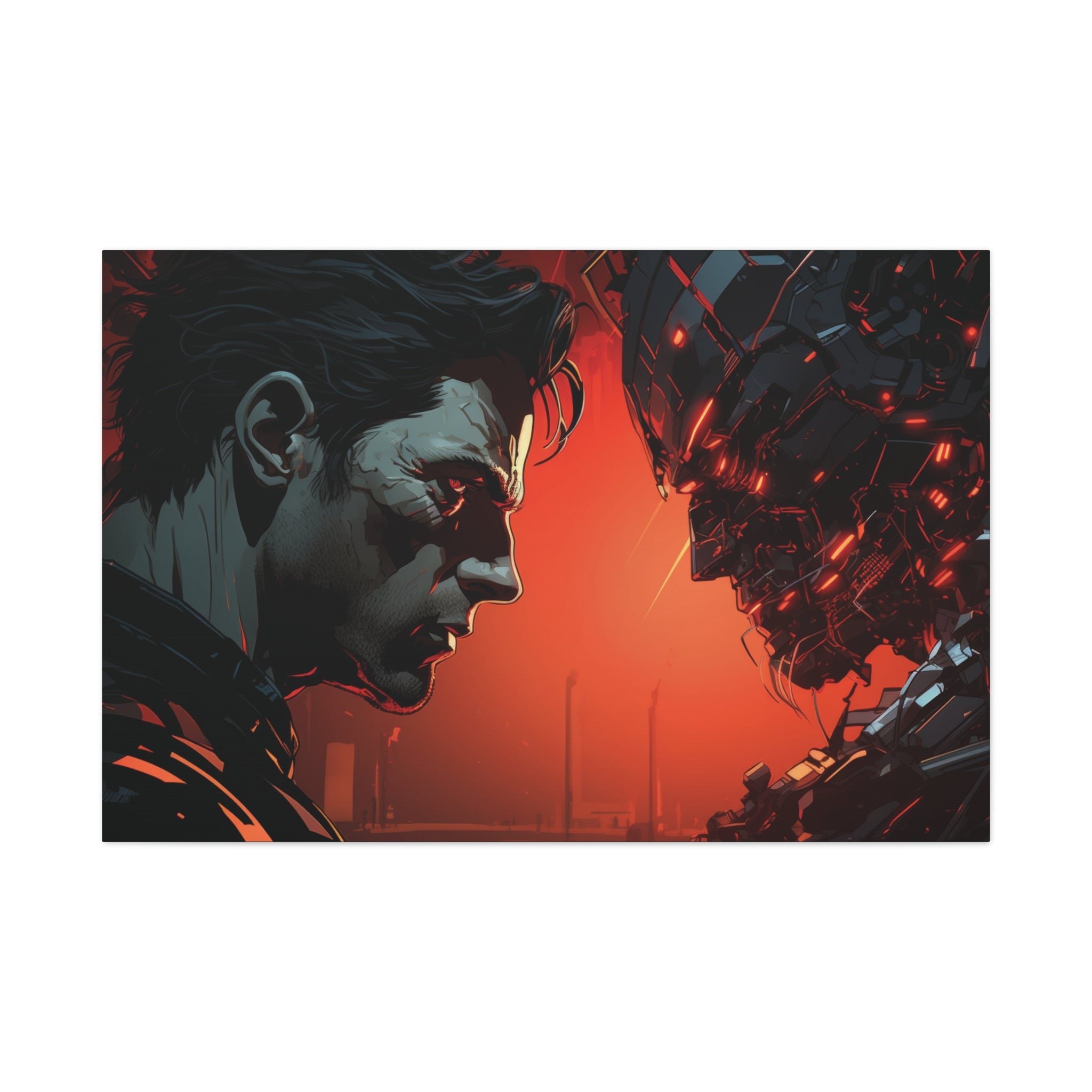 Man Versus Machine: Cybernetic Showdown Comics Canvas Art