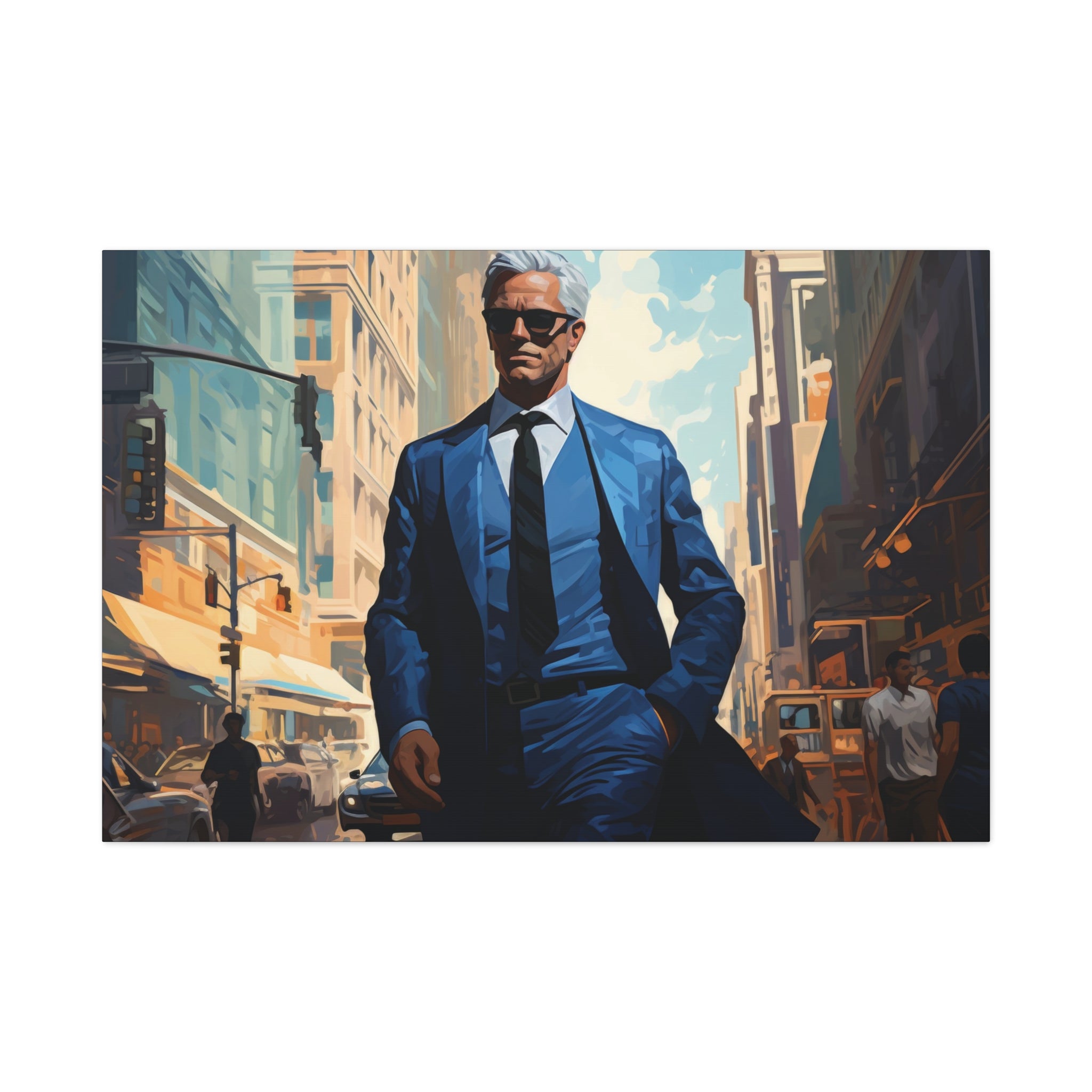 Visionary in the City: Modern Elegance in Urban Art Canvas Art