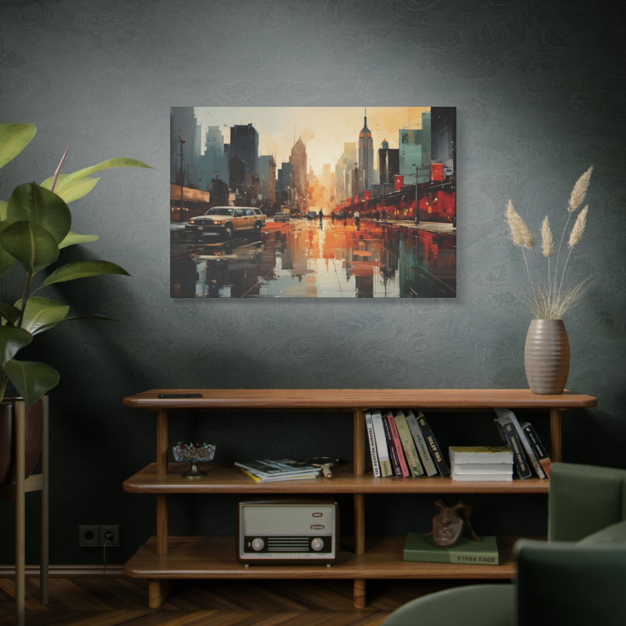 Urban Dawn: Abstract New York Cityscape Canvas Art