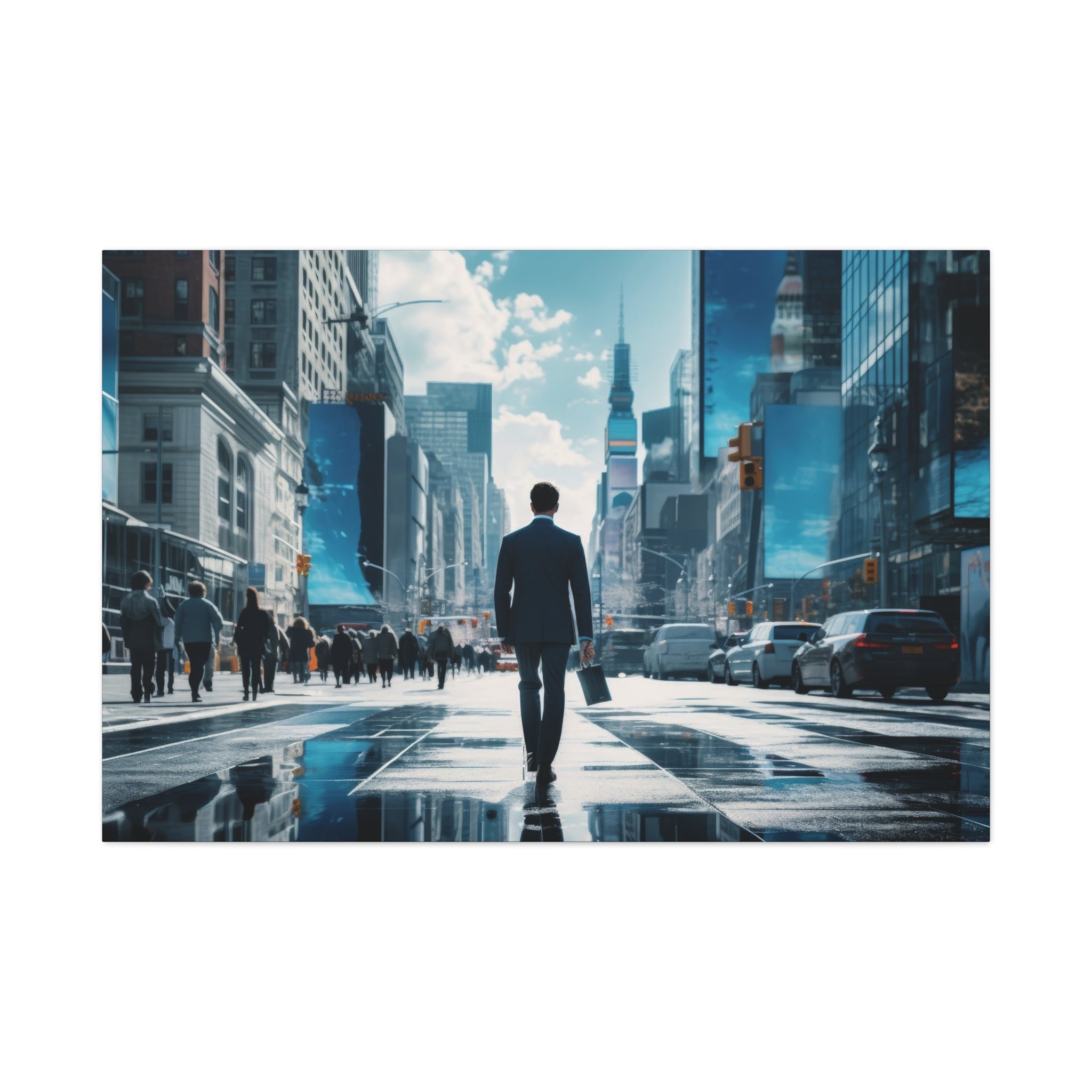 Urban Odyssey: Businessman in the Cityscape Canvas Art