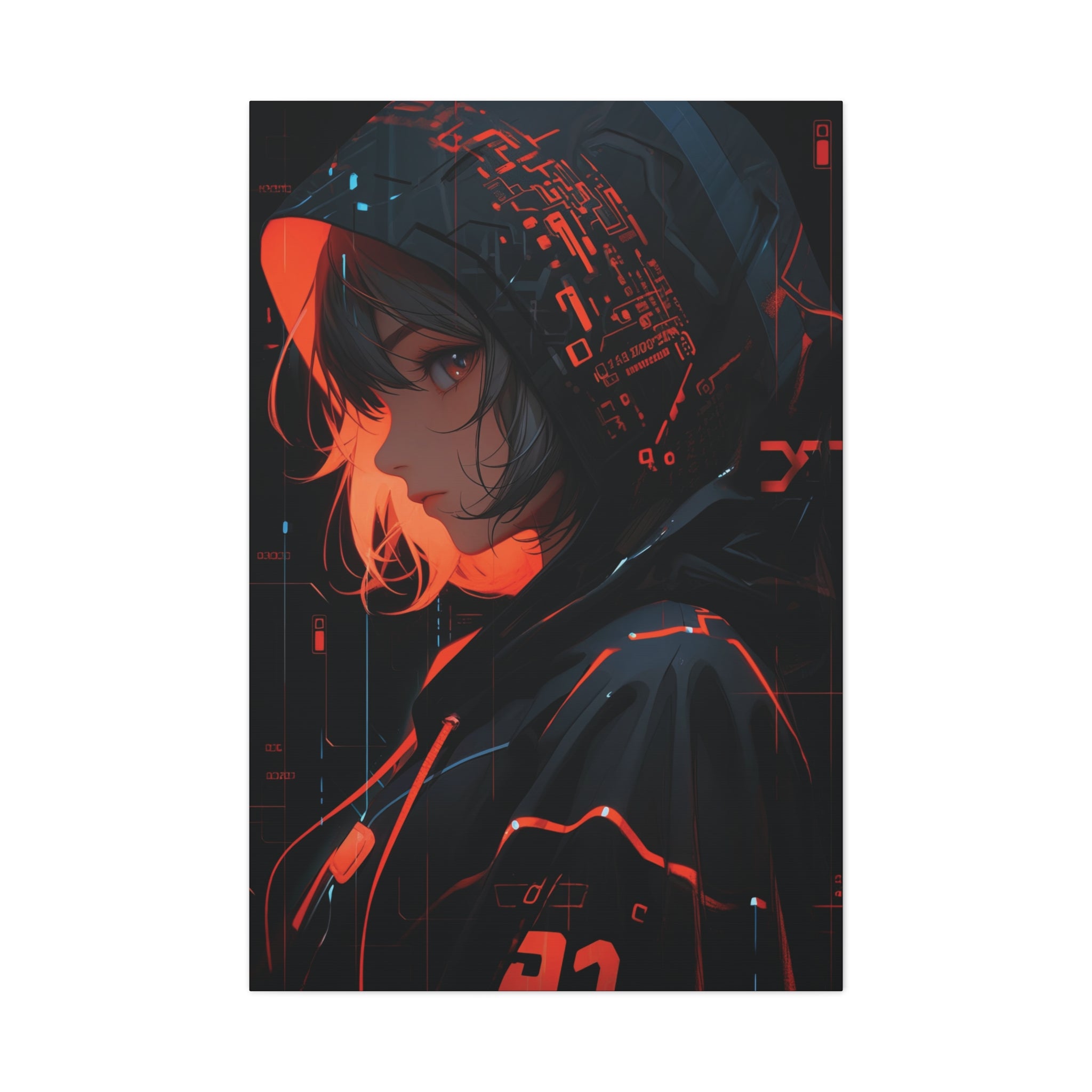 Neon Circuit Shadowrunner Canvas Art