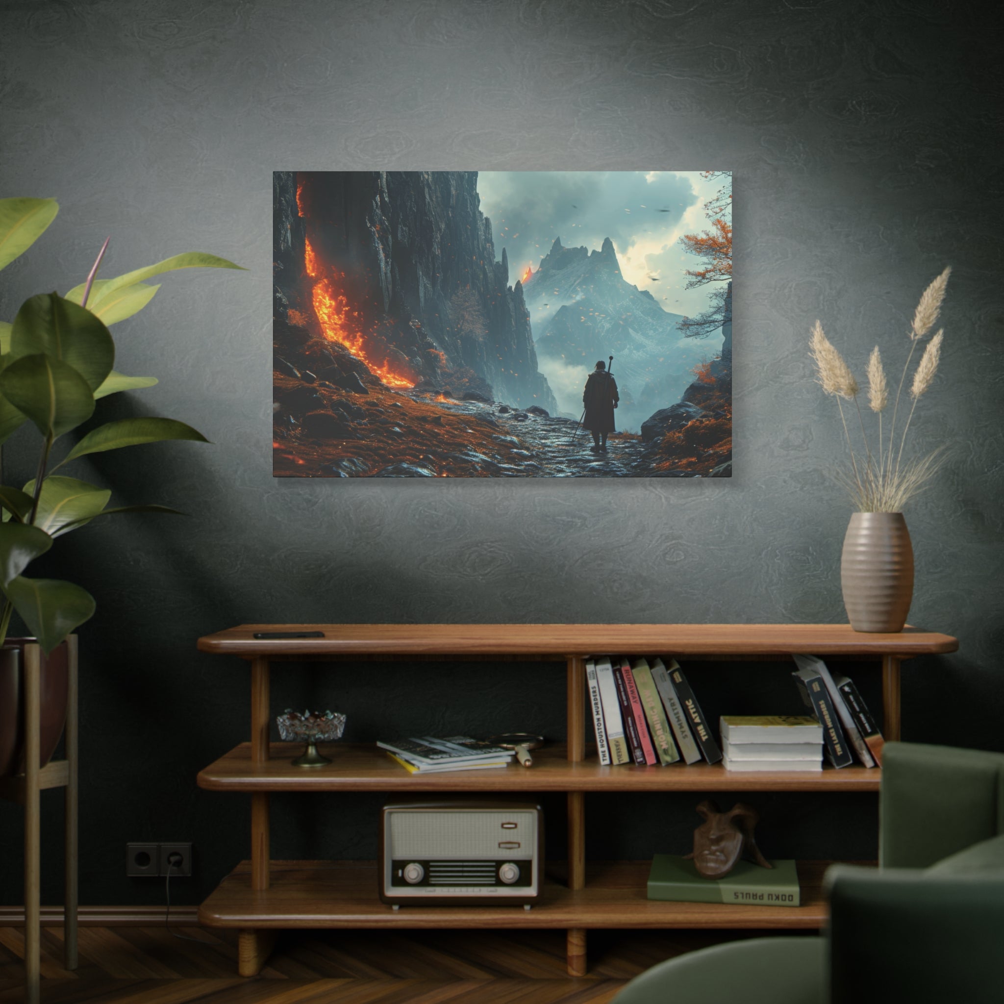 Path of the Brave: A Lone Warrior's Quest to the Mountain's Heart Canvas Art