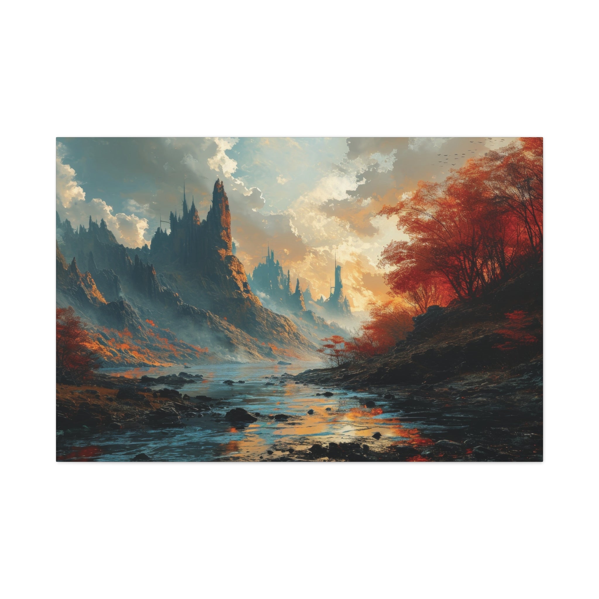 Crimson Peaks: Majestic Mountain Canvas Art