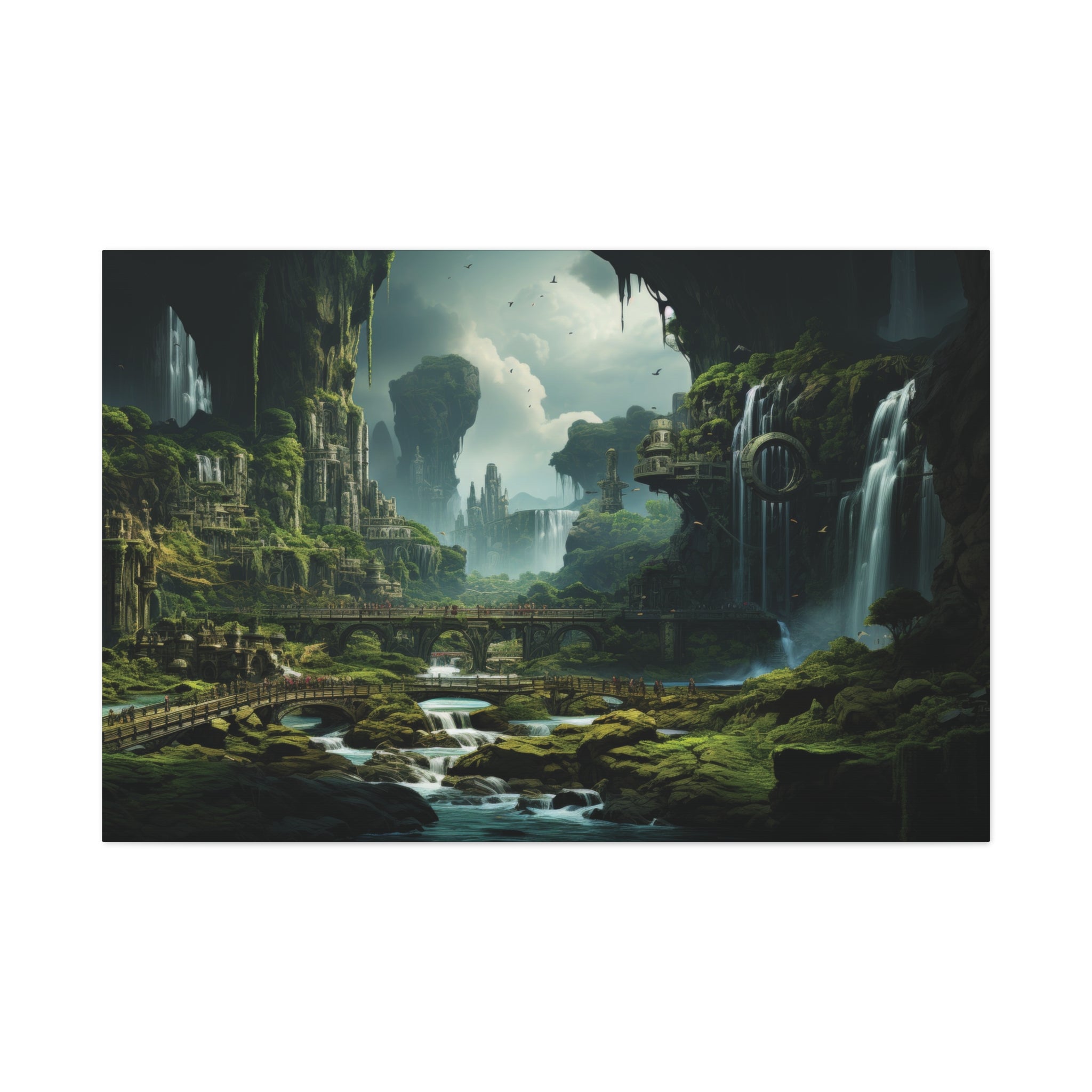 Verdant Utopia: Cascades and Chronicles Canvas Art