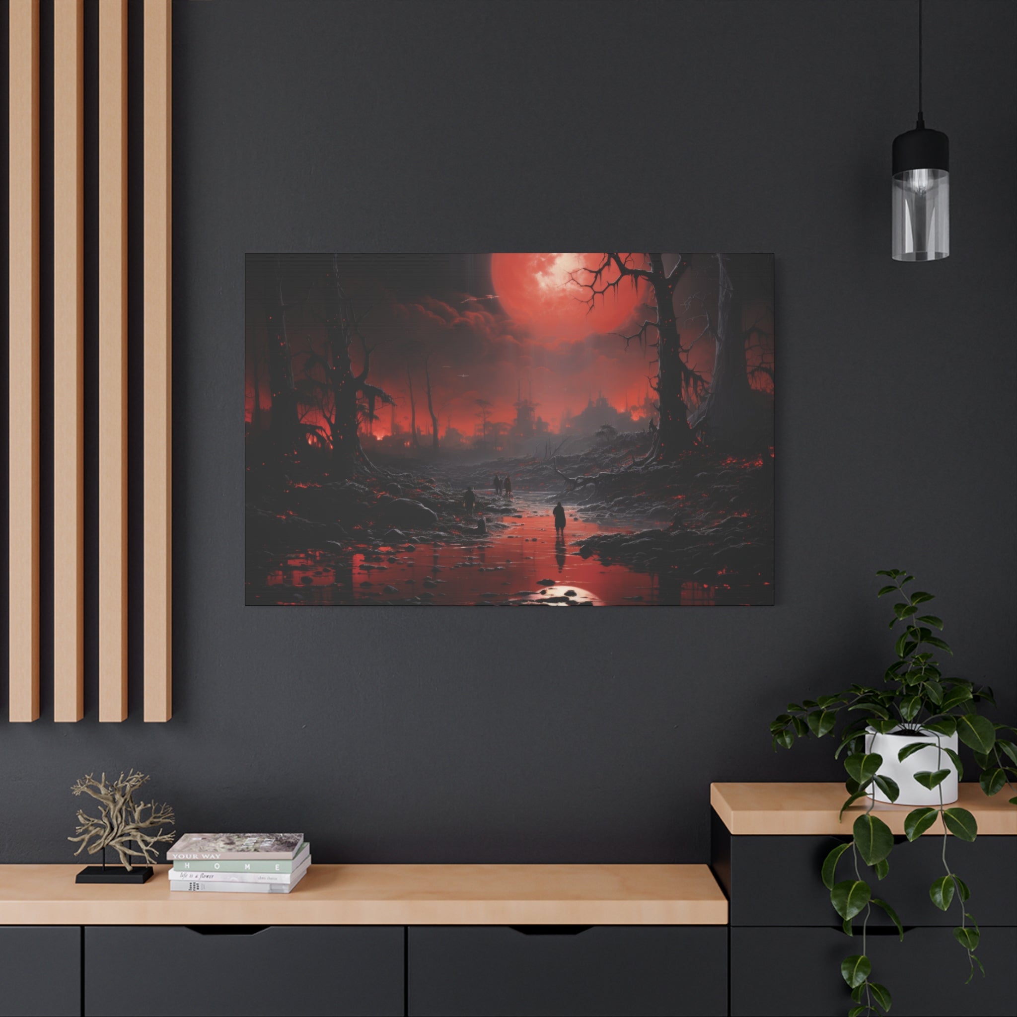 Blood Moon Rising: Journey Through the Cursed Forest Canvas Art