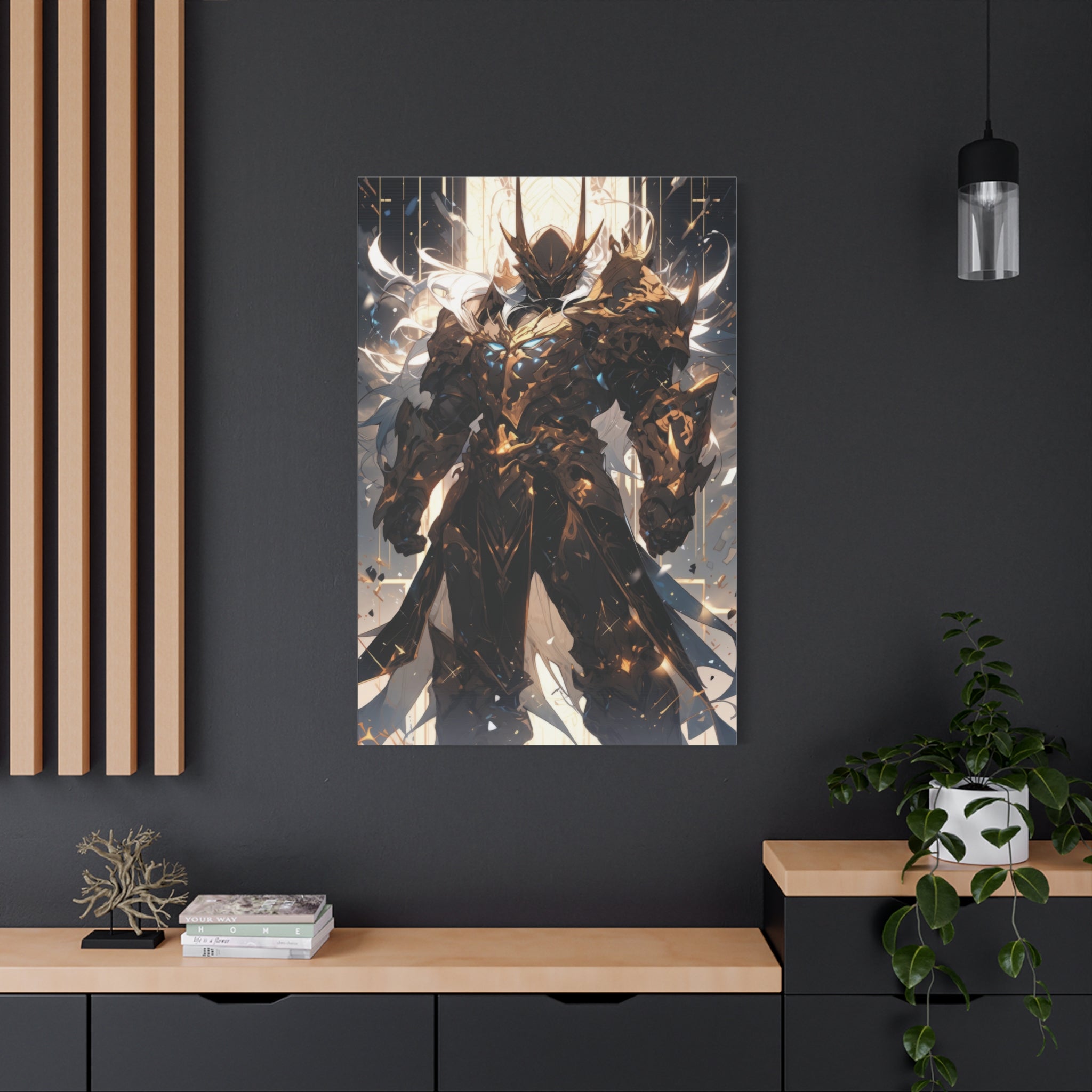 Celestial Vanguard: Divine Warrior in Shining Armor Canvas Art