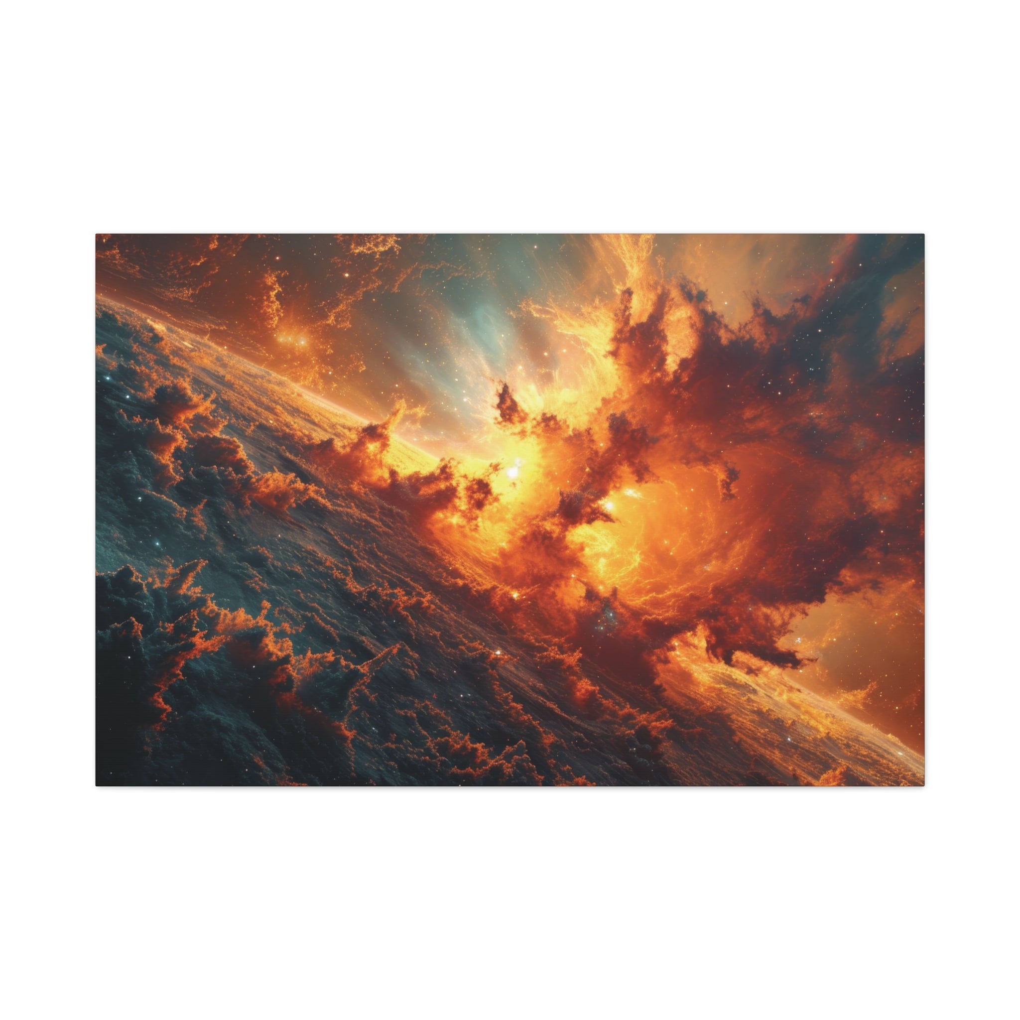 Stellar Ignition: A Cosmic Firestorm Canvas Art