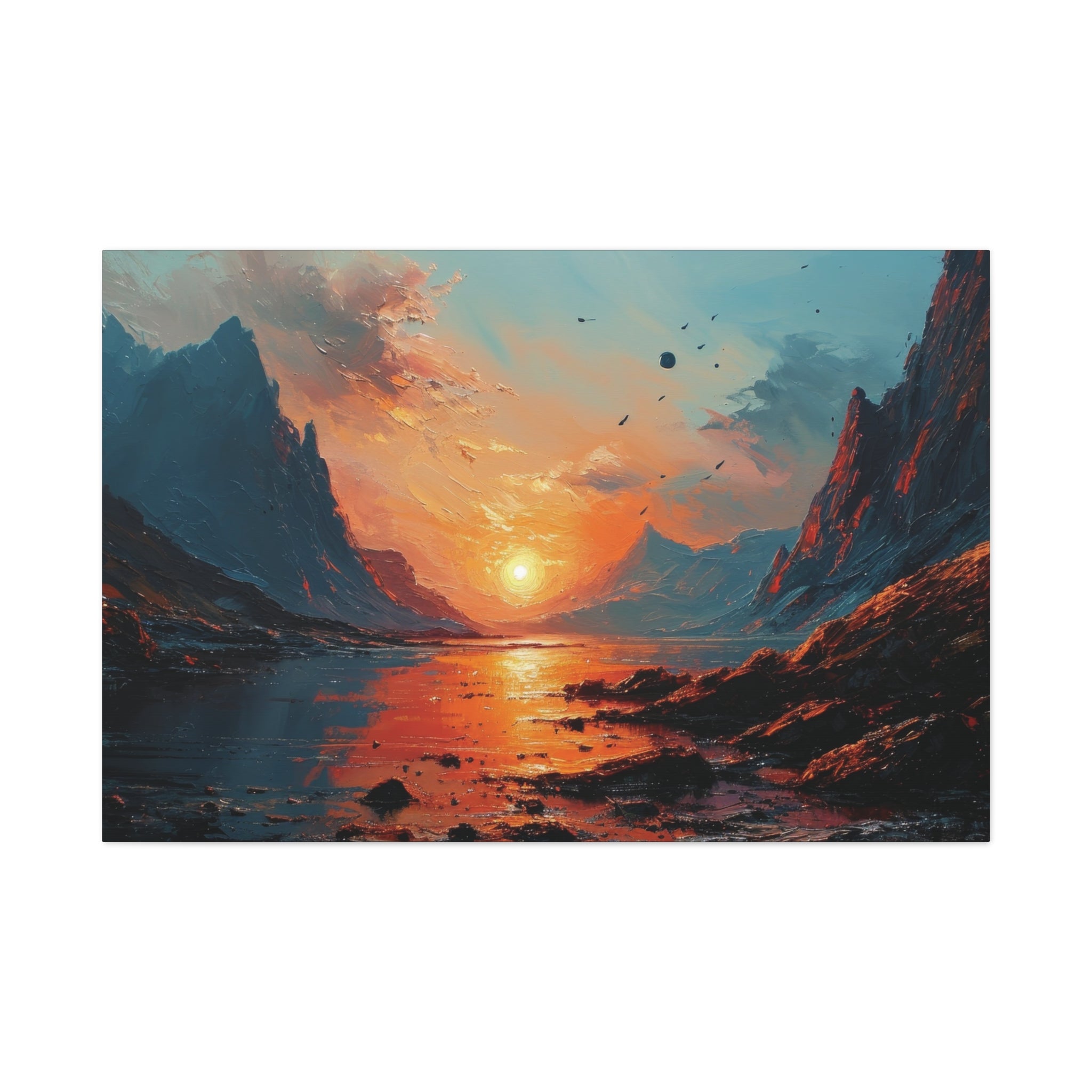 Crimson Sunset: Dramatic Mountain Vista Canvas Art