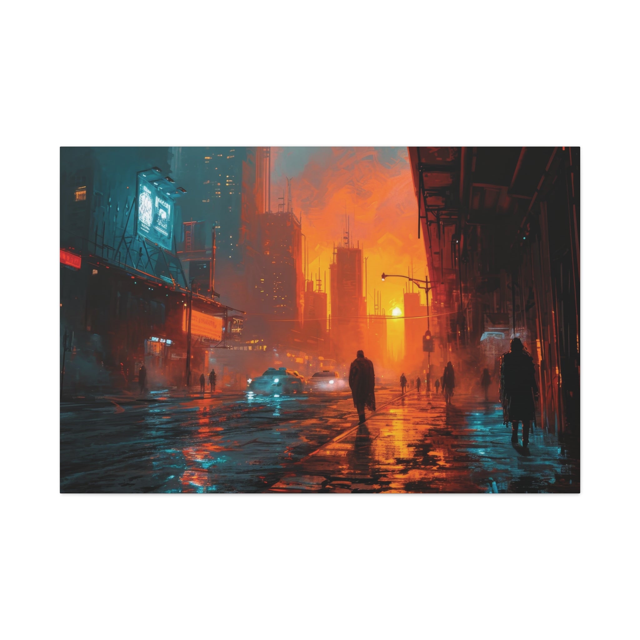 Neon Noir: Cyberpunk Cityscape Canvas Art