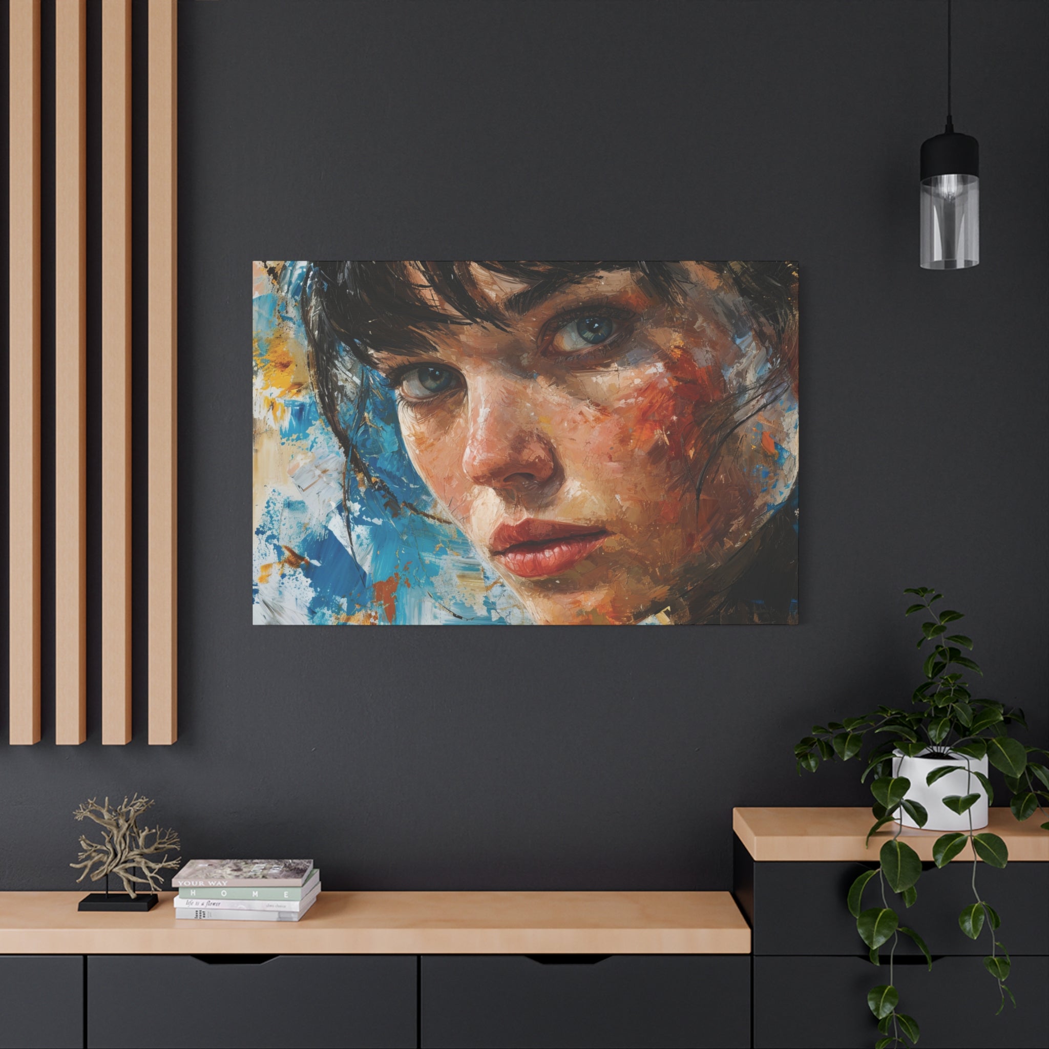 Vivid Gaze: Patchwork Collage Portrait Canvas Art