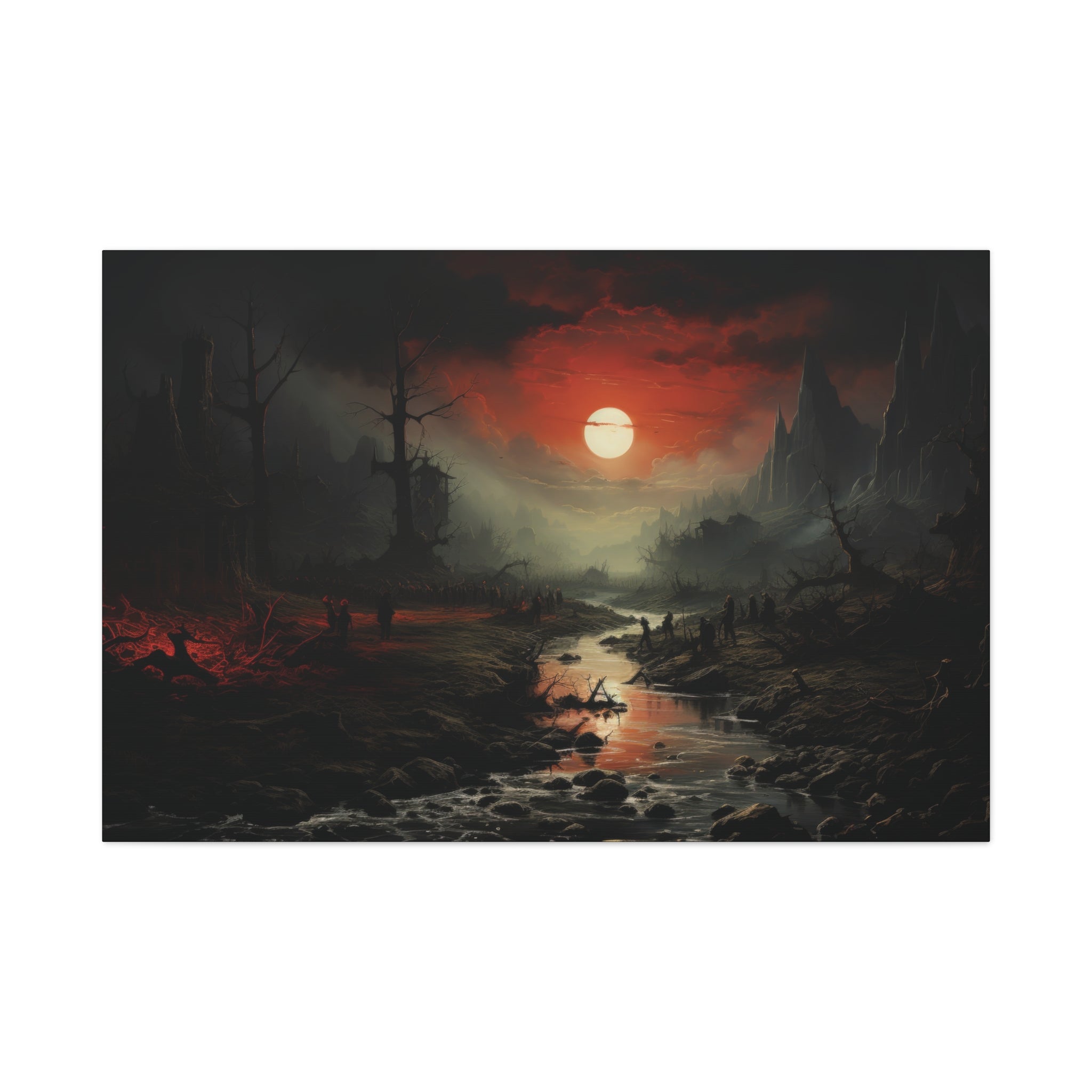 Dusk of Desolation: An Eerie Vista in the Haunted Realm Canvas Art