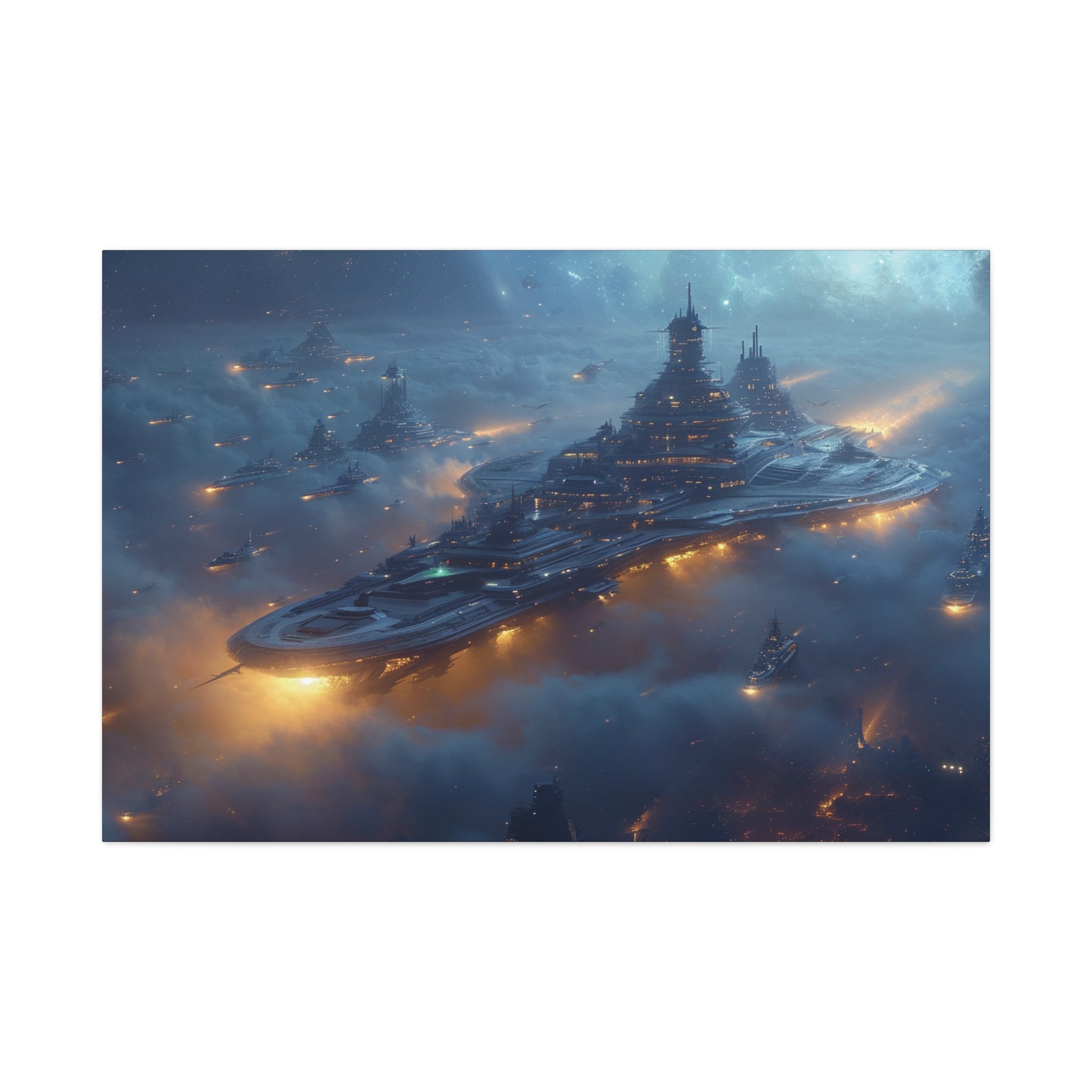 Cosmic Fleet Harbor Canvas Art