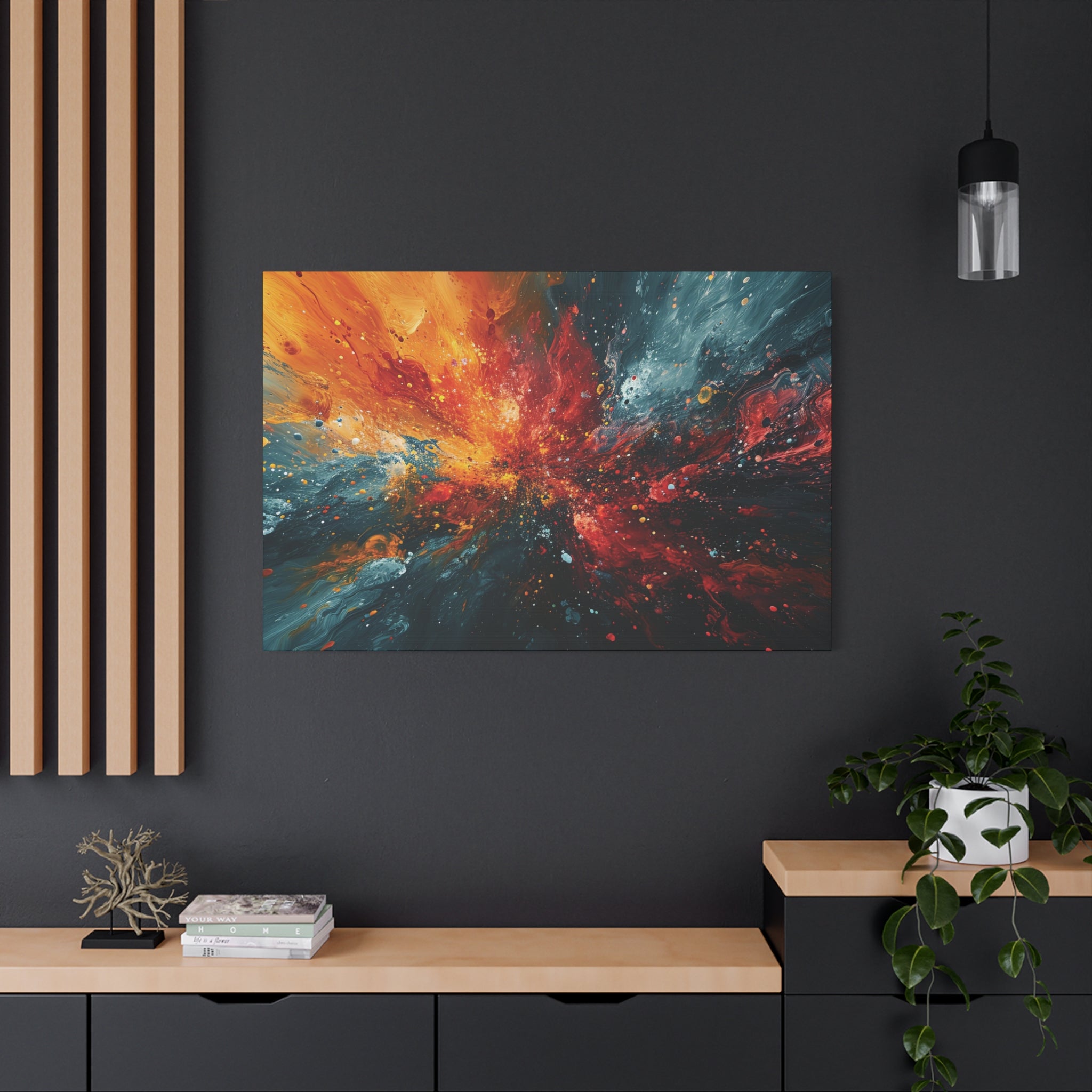 Cosmic Dance: Vivid Abstract Galaxy Canvas Art