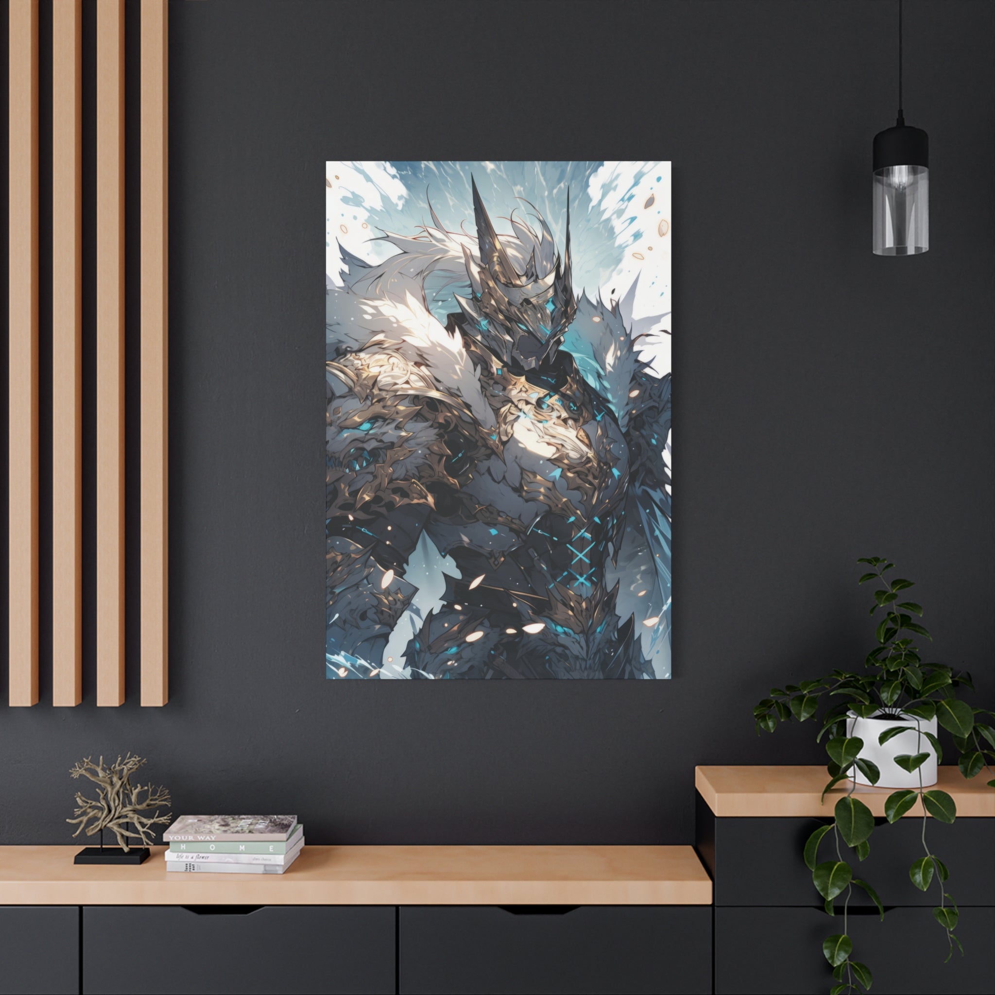 Frostbound Behemoth: Icy Armor Warrior Canvas Art